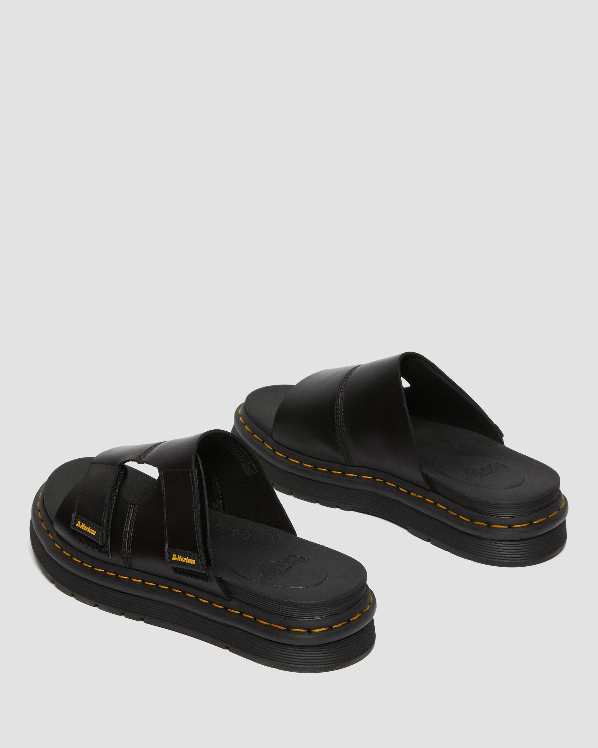 Daxton Leather Slide Sandals in Black