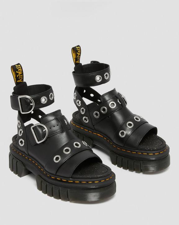 Ricki Hardware Nappa Lux Leather Platform Sandals in Black Ricki Hardware Nappa Lux Leather Platform Sandals in Black