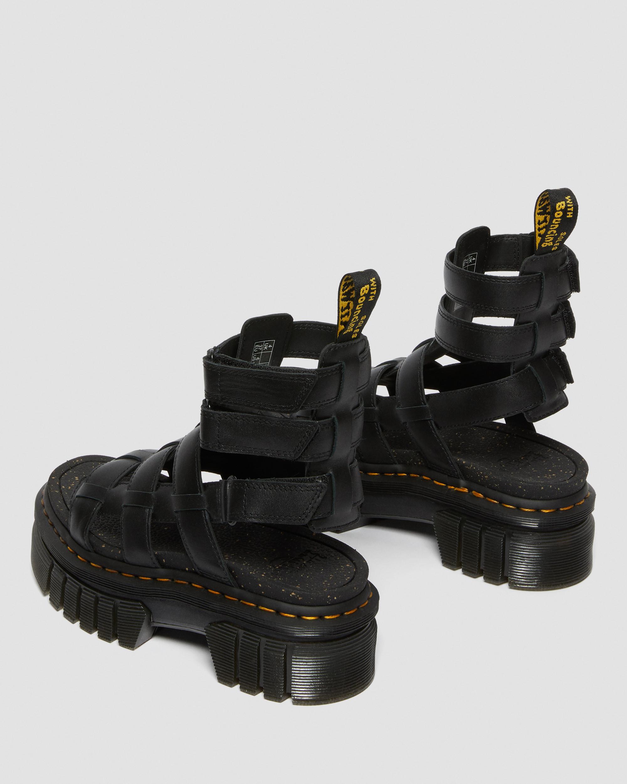 Ricki Nappa Lux Leather Platform Gladiator Sandals in Black