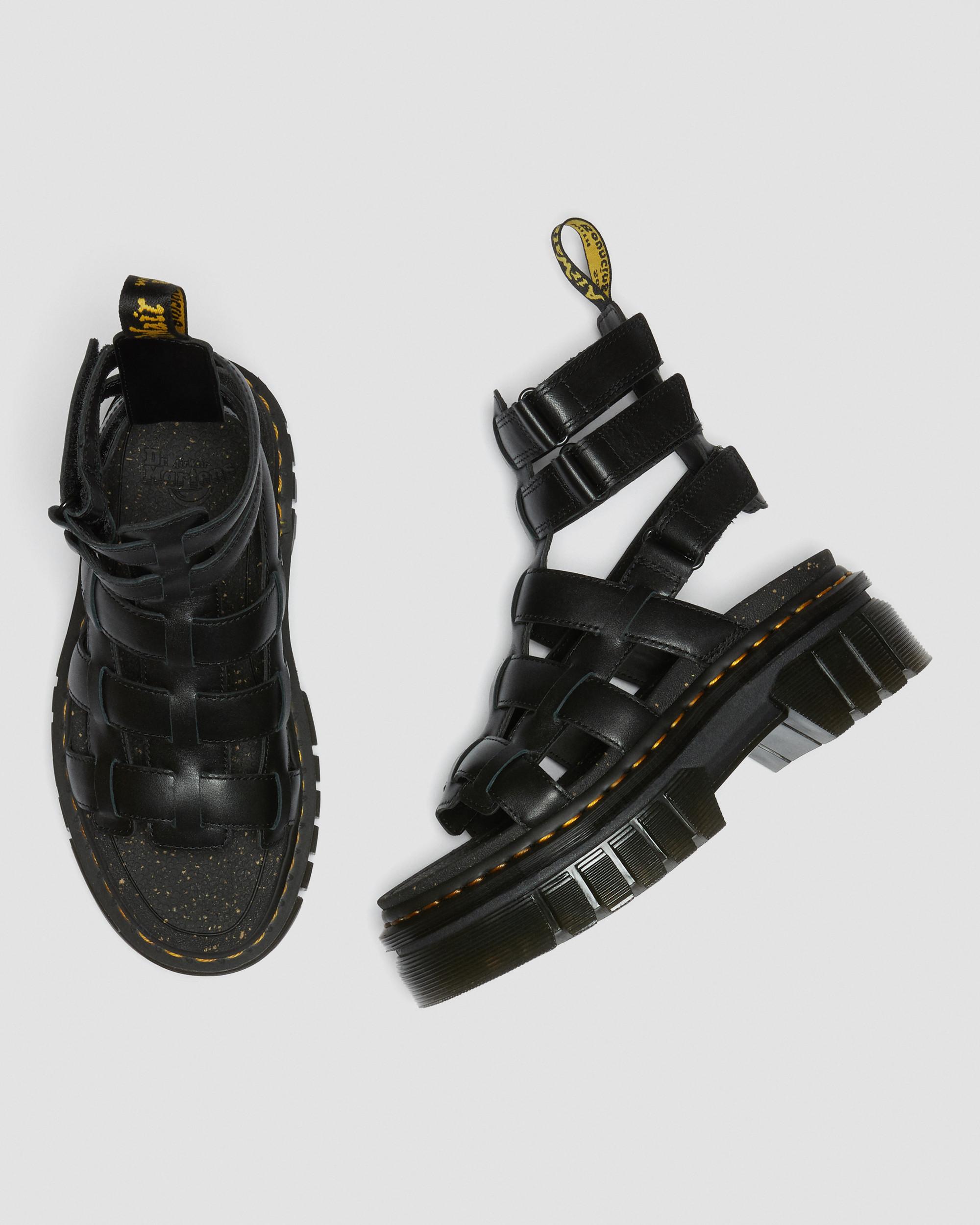 Ricki Nappa Lux Leather Platform Gladiator Sandals in Black | Dr 