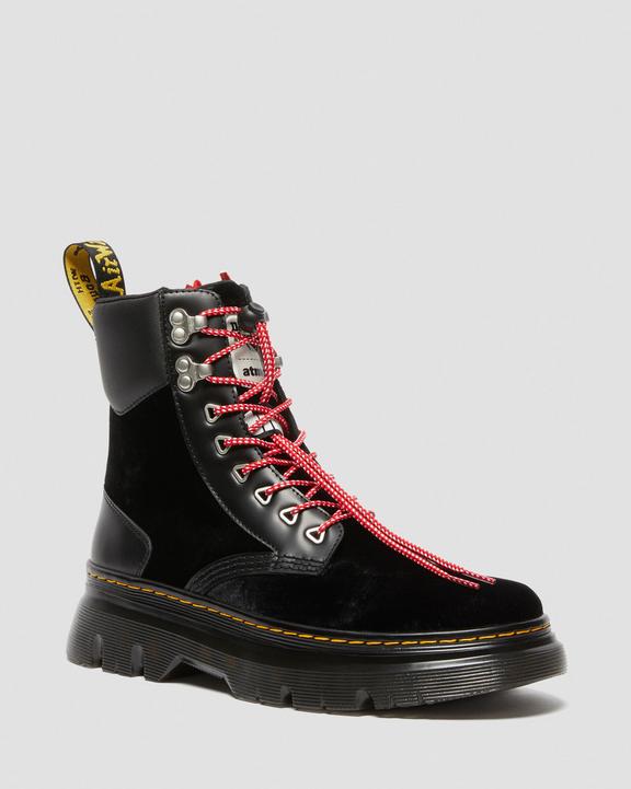 Tarik Atmos Zip Velvet & Leather Utility Boots in Black Tarik Atmos Zip Velvet & Leather Utility Boots in Black