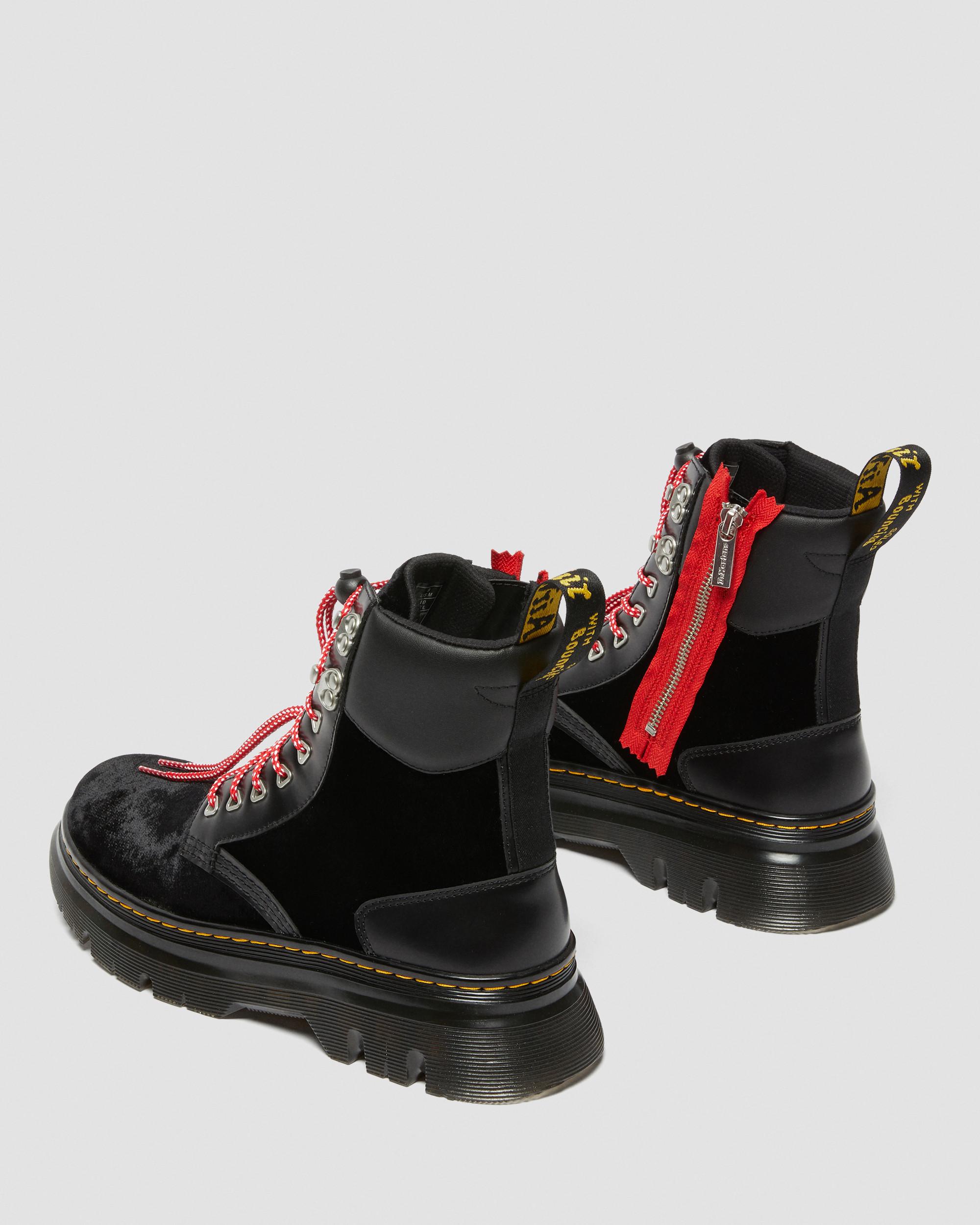 Tarik Atmos Zip Velvet & Leather Utility Boots​ in BLACK | Dr