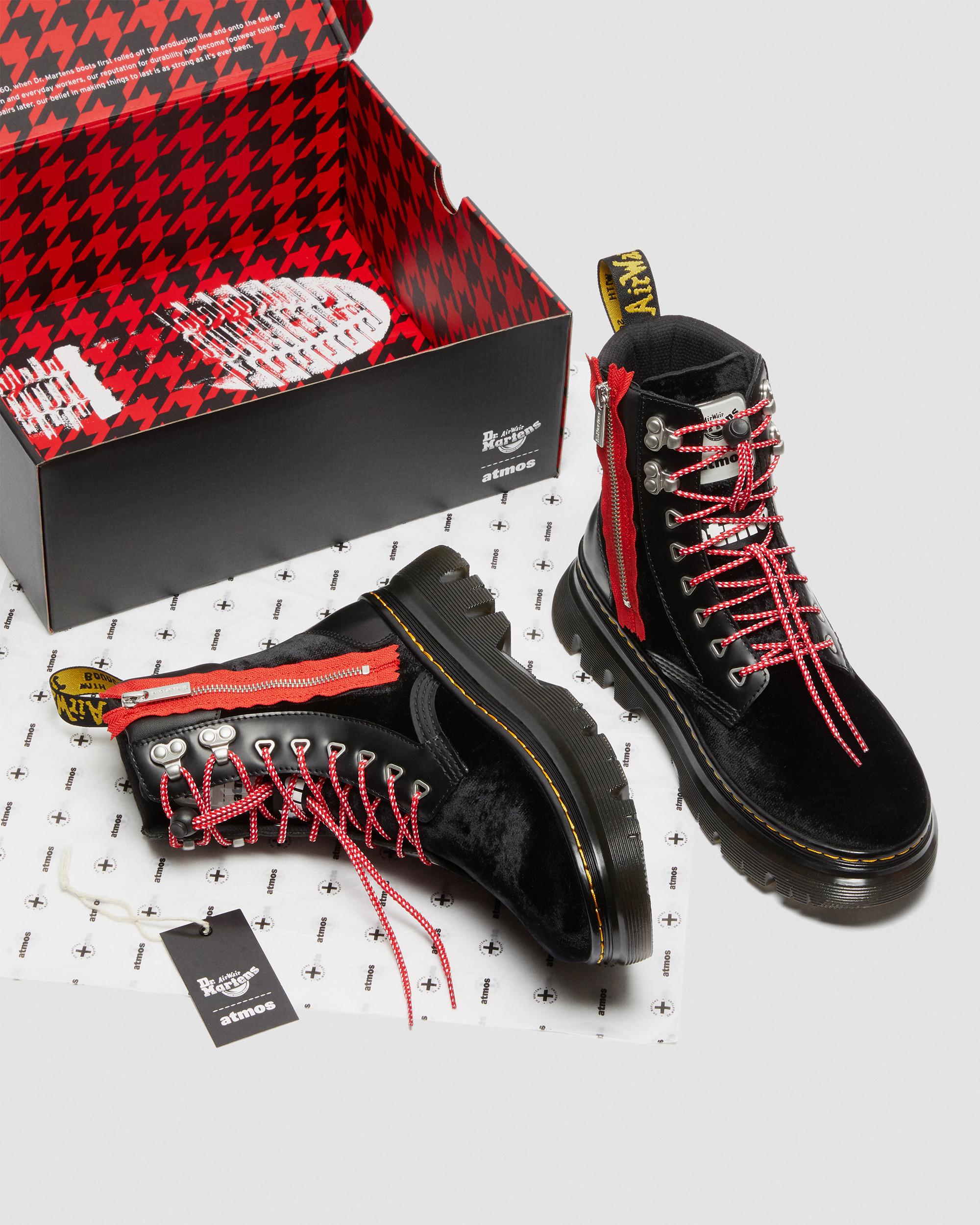 ア*ル様 美品 Dr.Martens × atmos TARIK ZIP 27c Tarik Atmos Zip Velvet & Leather Utility Boots​ in BLACK | Dr