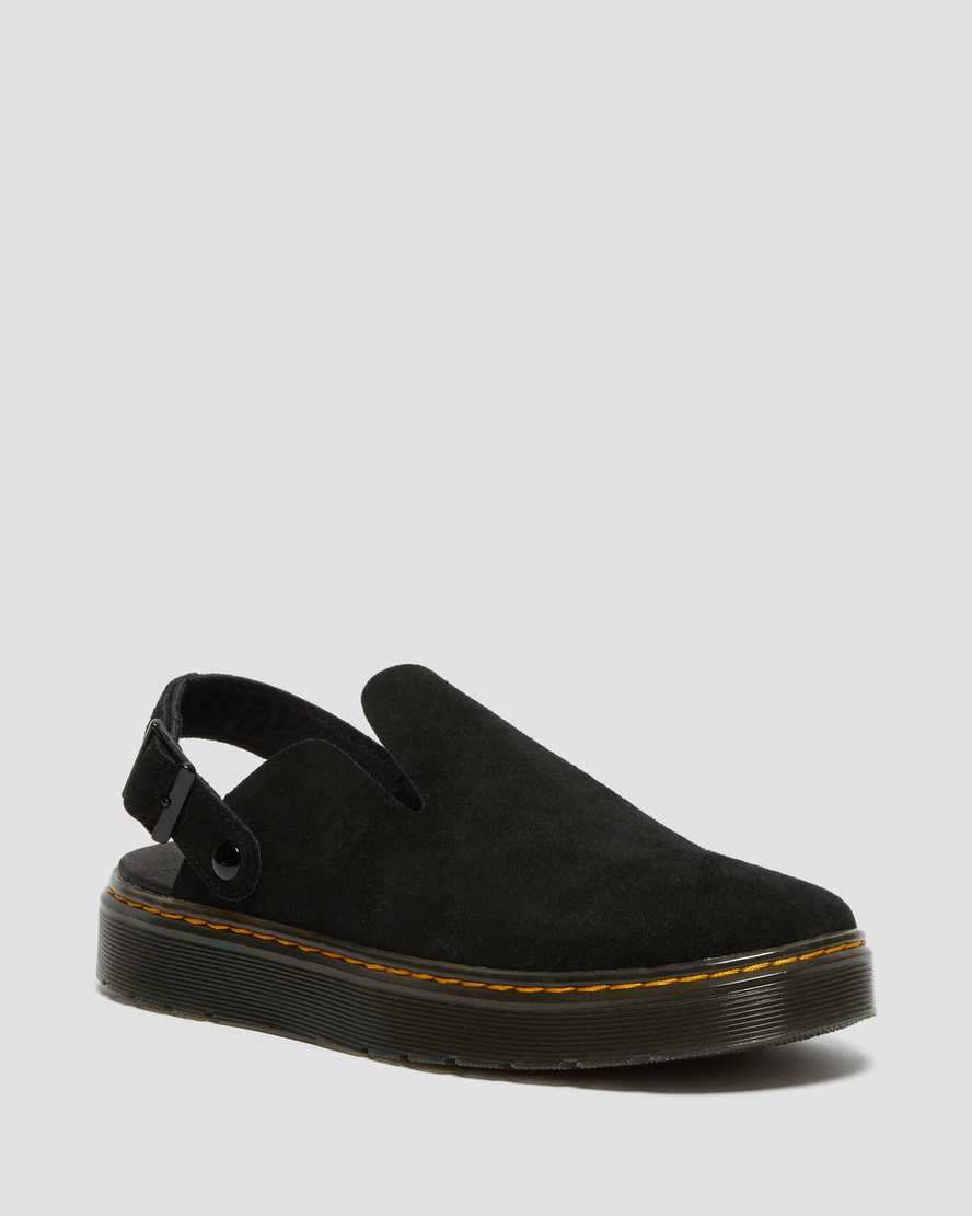 Dr. Martens Carlson Suede Casual Slingback Mules Sandals In Black