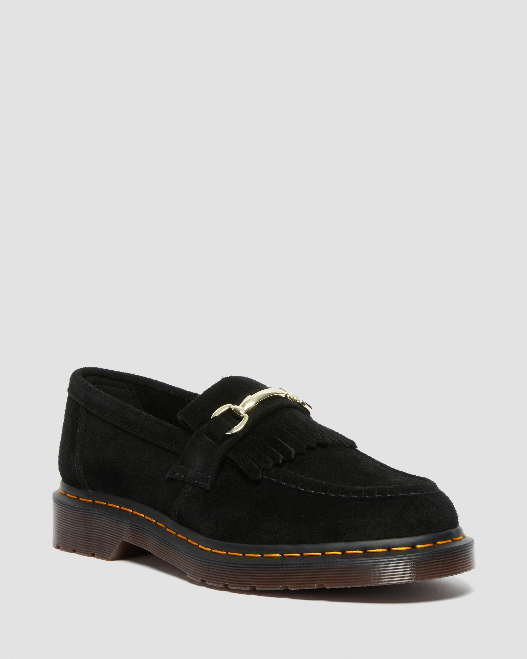 Adrian Snaffle Suede Loafers in Black | Dr. Martens