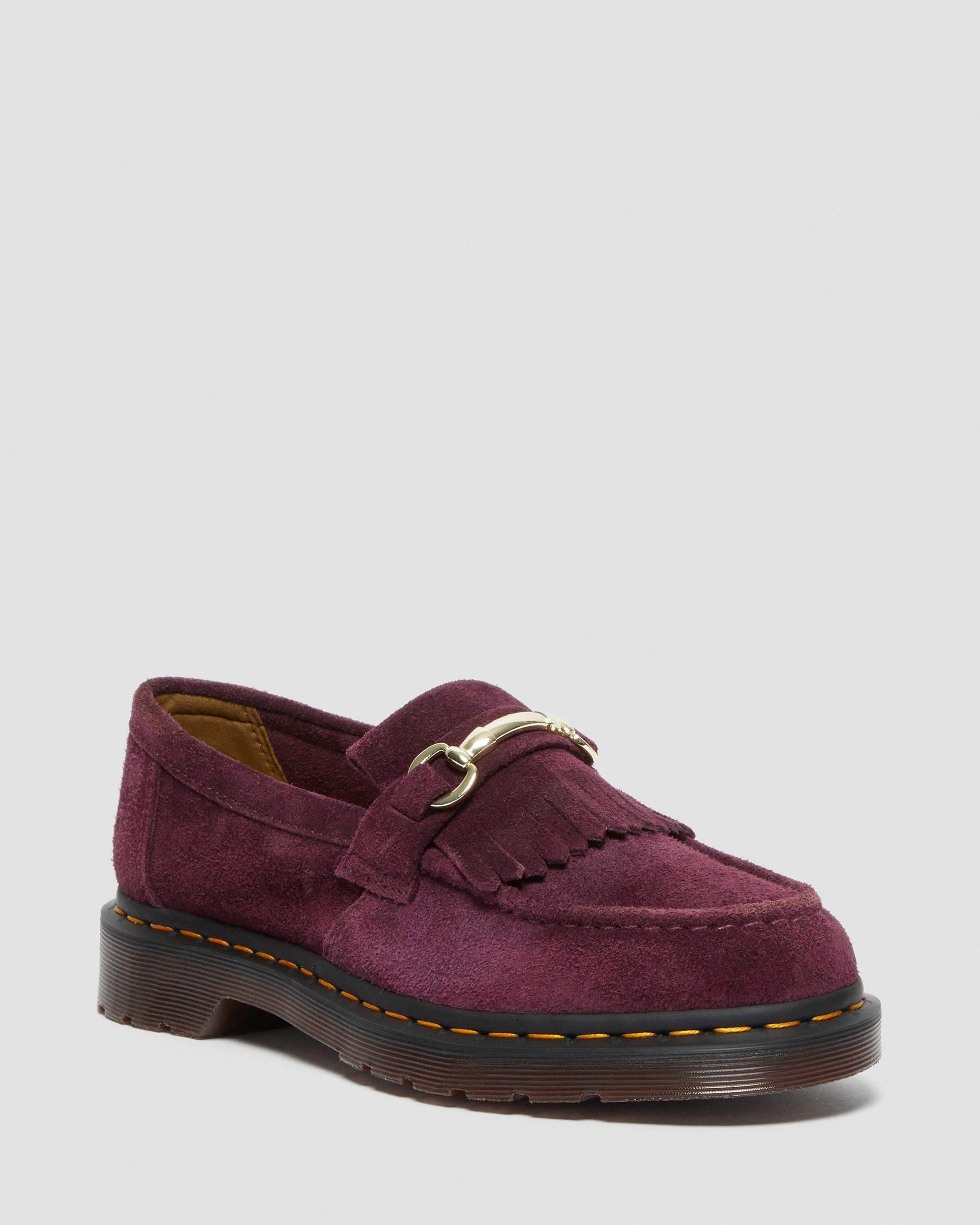 Adrian Snaffle Suede Loafers in Plum   Dr. Martens