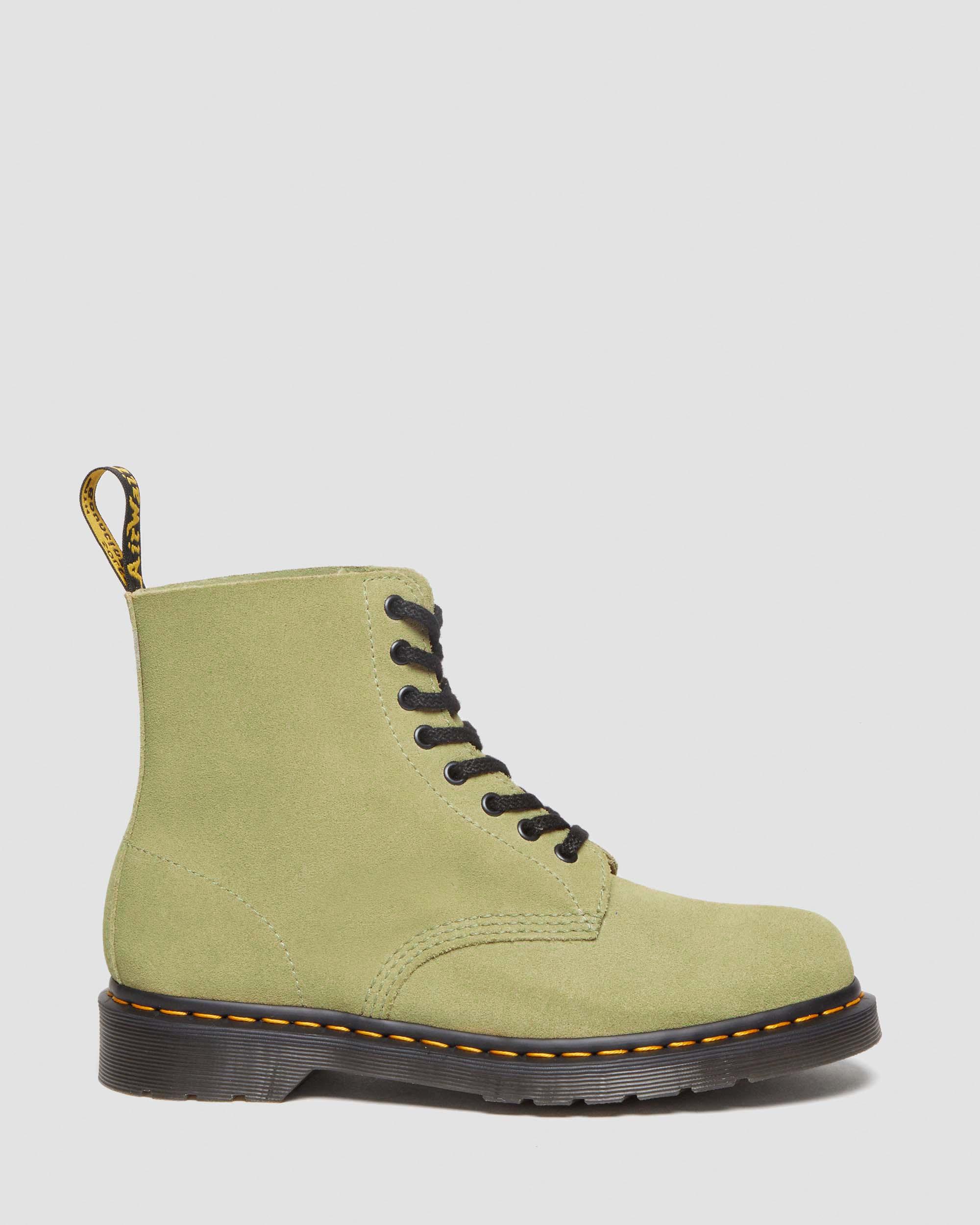 1460 Pascal Suede Lace Up Boots in Pale Olive