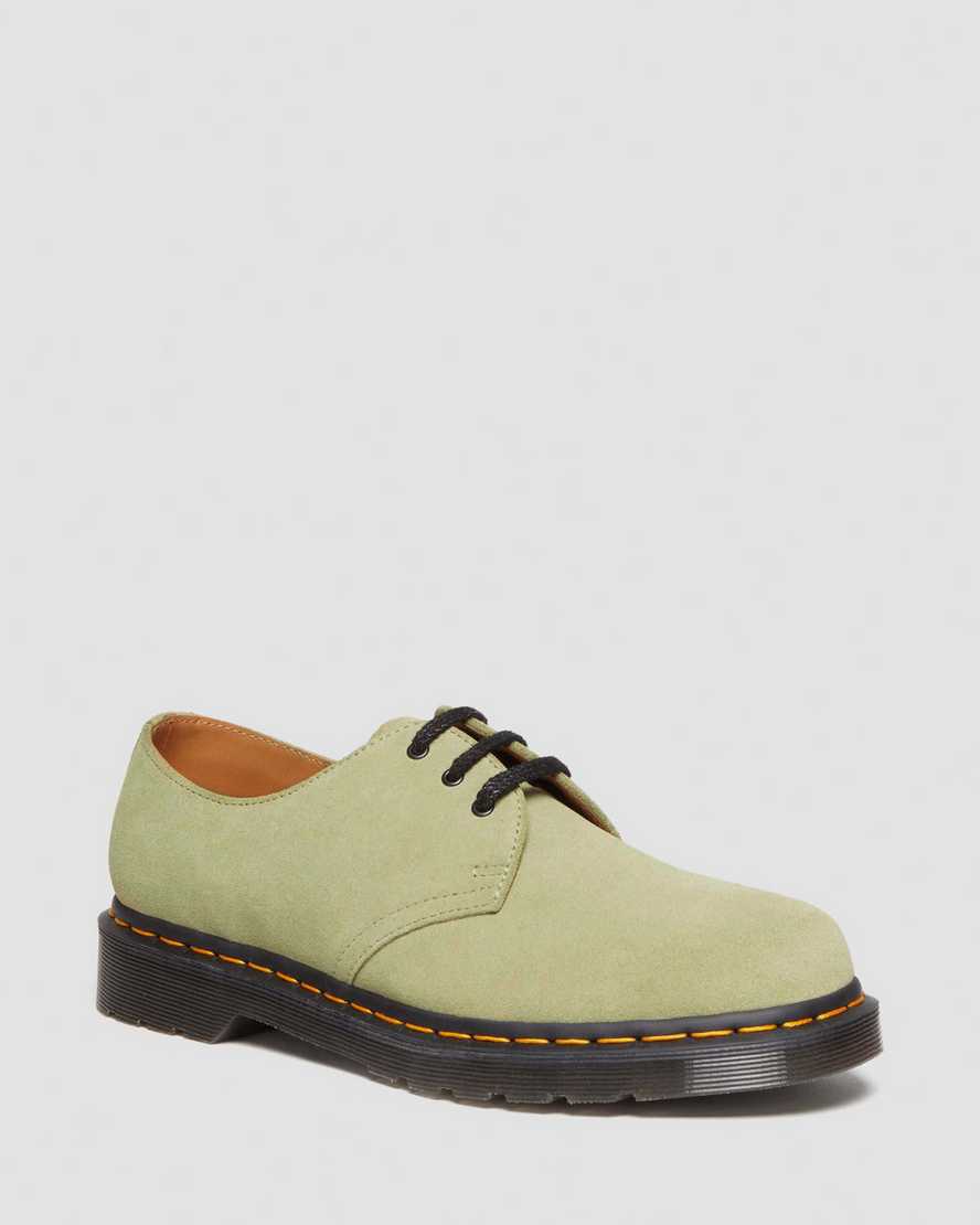 Dr. Martens 1461 Suede Oxford Shoes In Pale Olive