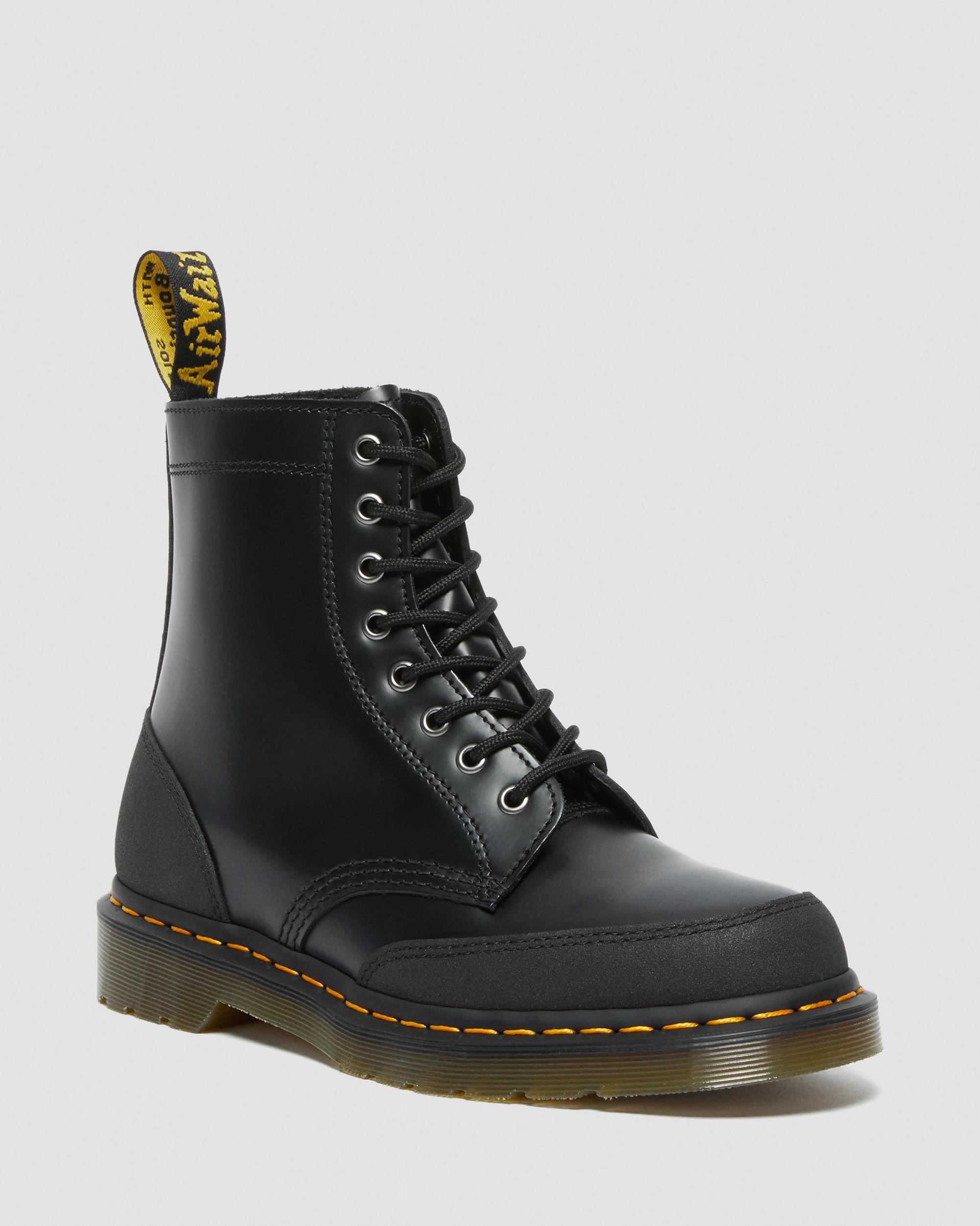 1460 Guard Panel Leather Lace Up Boots, Black | Dr. Martens