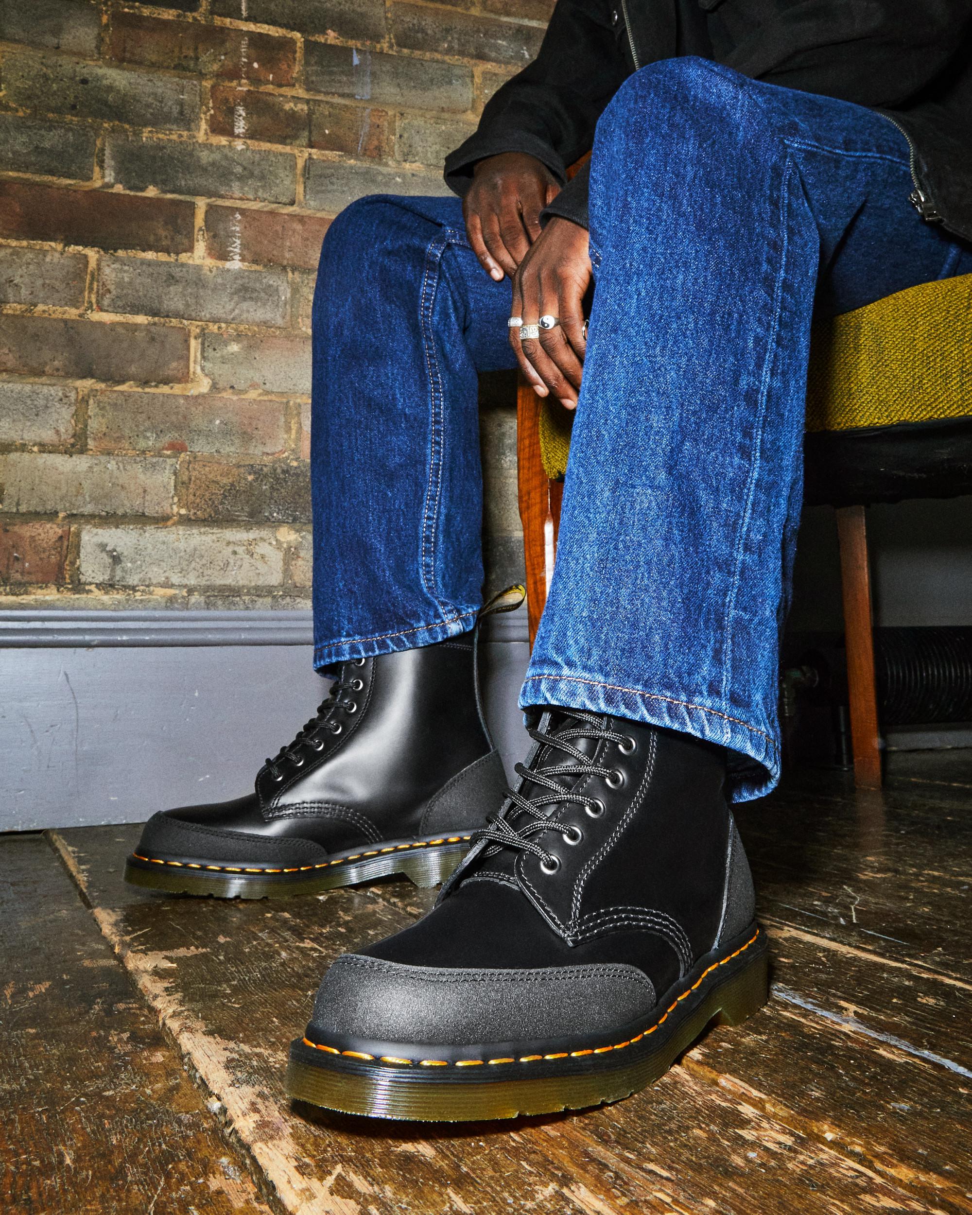 1460 Guard Panel Leather Lace Up Boots in BLACK | Dr. Martens™
