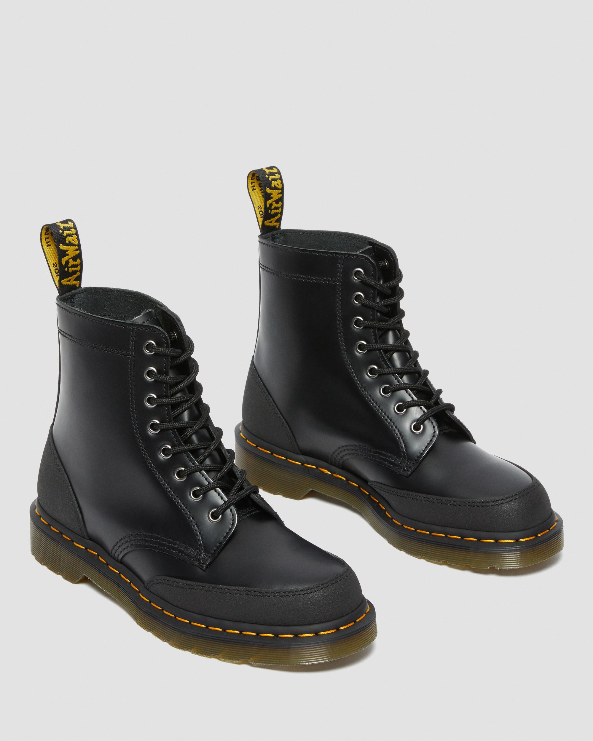 1460 Guard Panel Leather Lace Up Boots in BLACK | Dr. Martens™