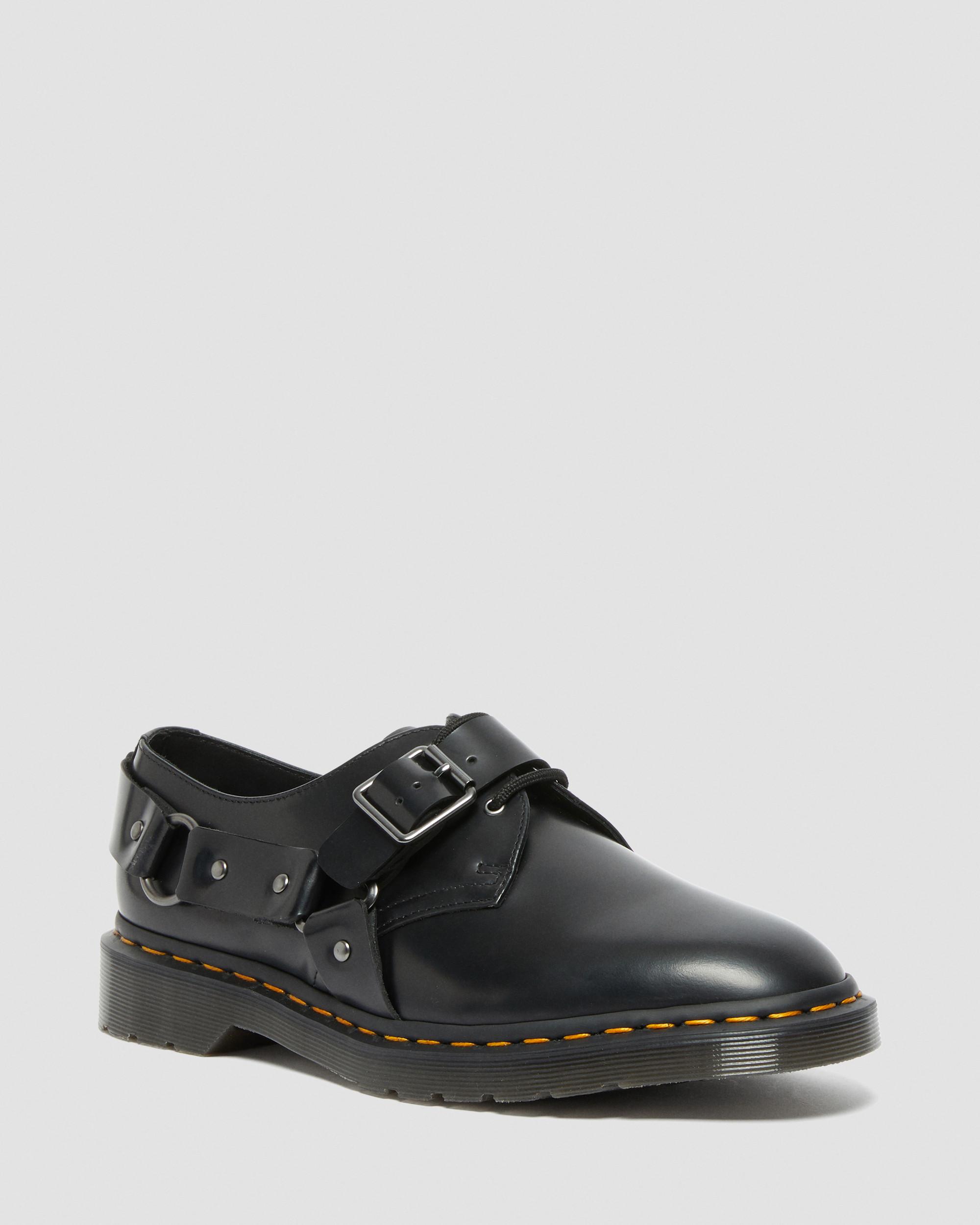 Dr martens henton ghillie store shoes in black smooth