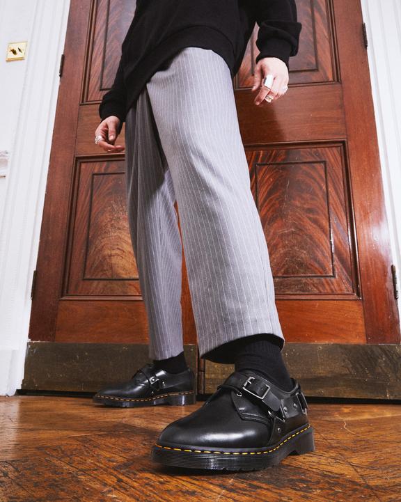Henree Polished Smooth Leather Buckle Shoes in Black | Dr Henree Polished Smooth Leather Buckle Shoes in Black | Dr