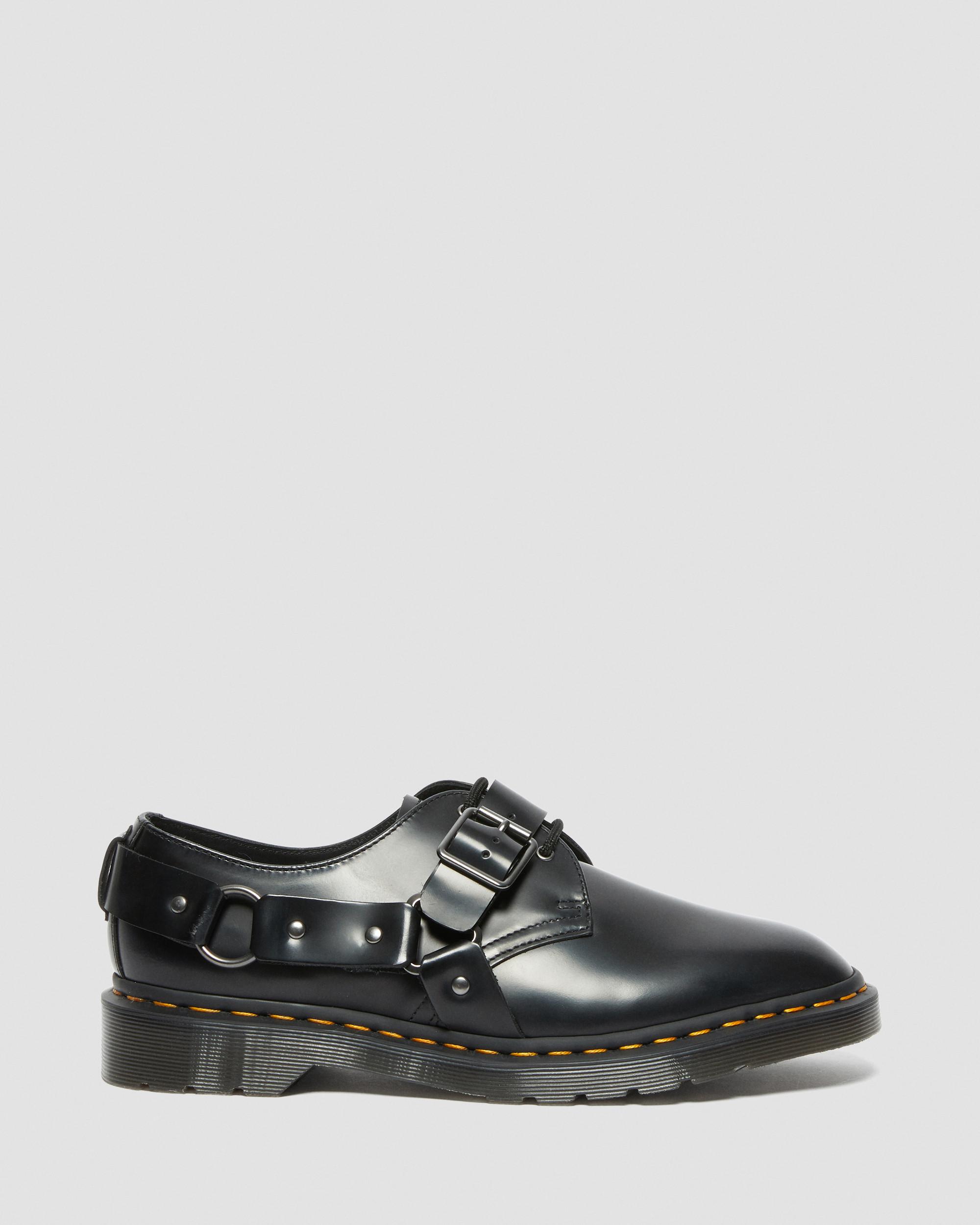 Henree Polished Smooth Leather Buckle Shoes in Black | Dr. Martens