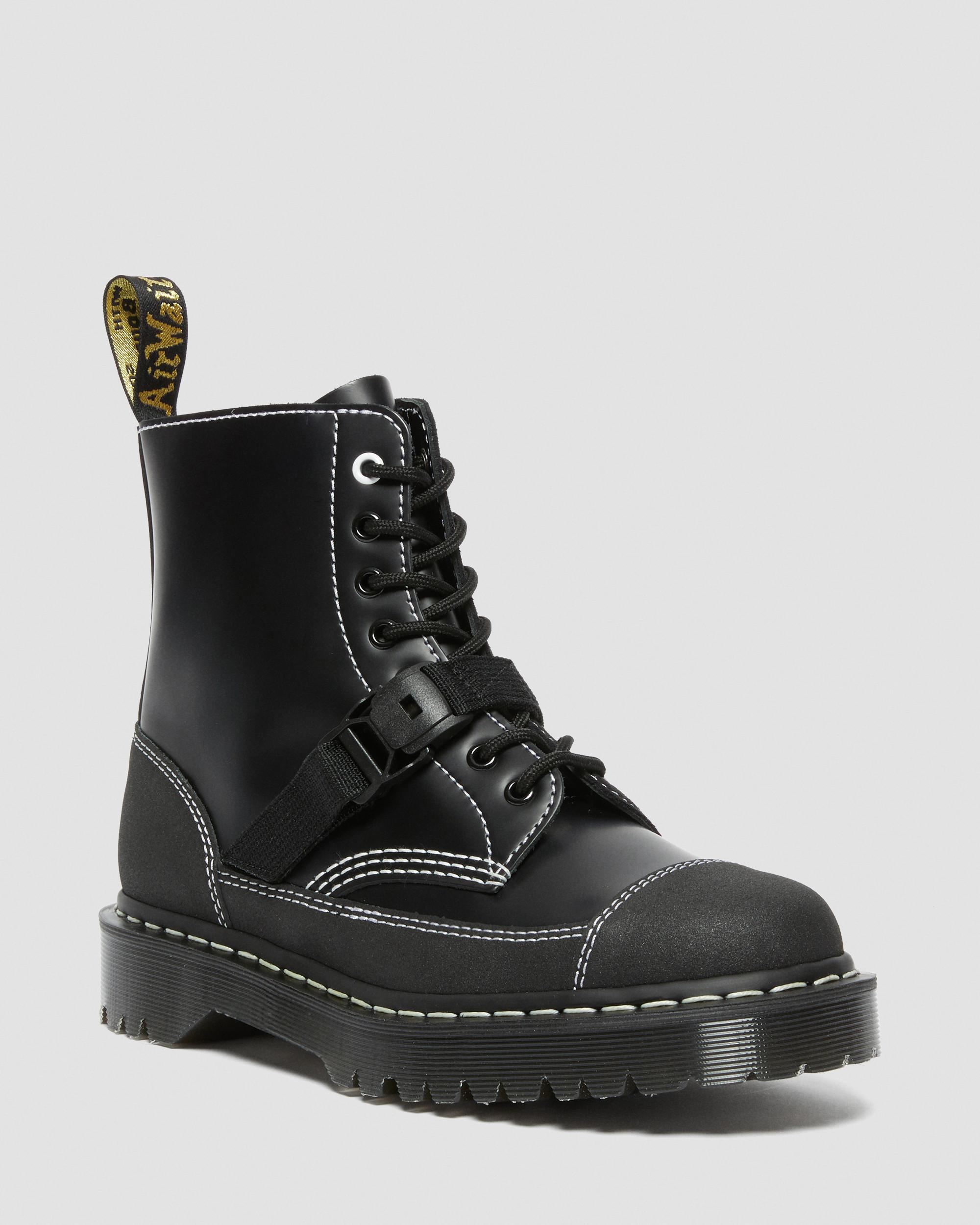 1460 Tech Made in England Leather Lace Up Boots in Black | Dr. Martens