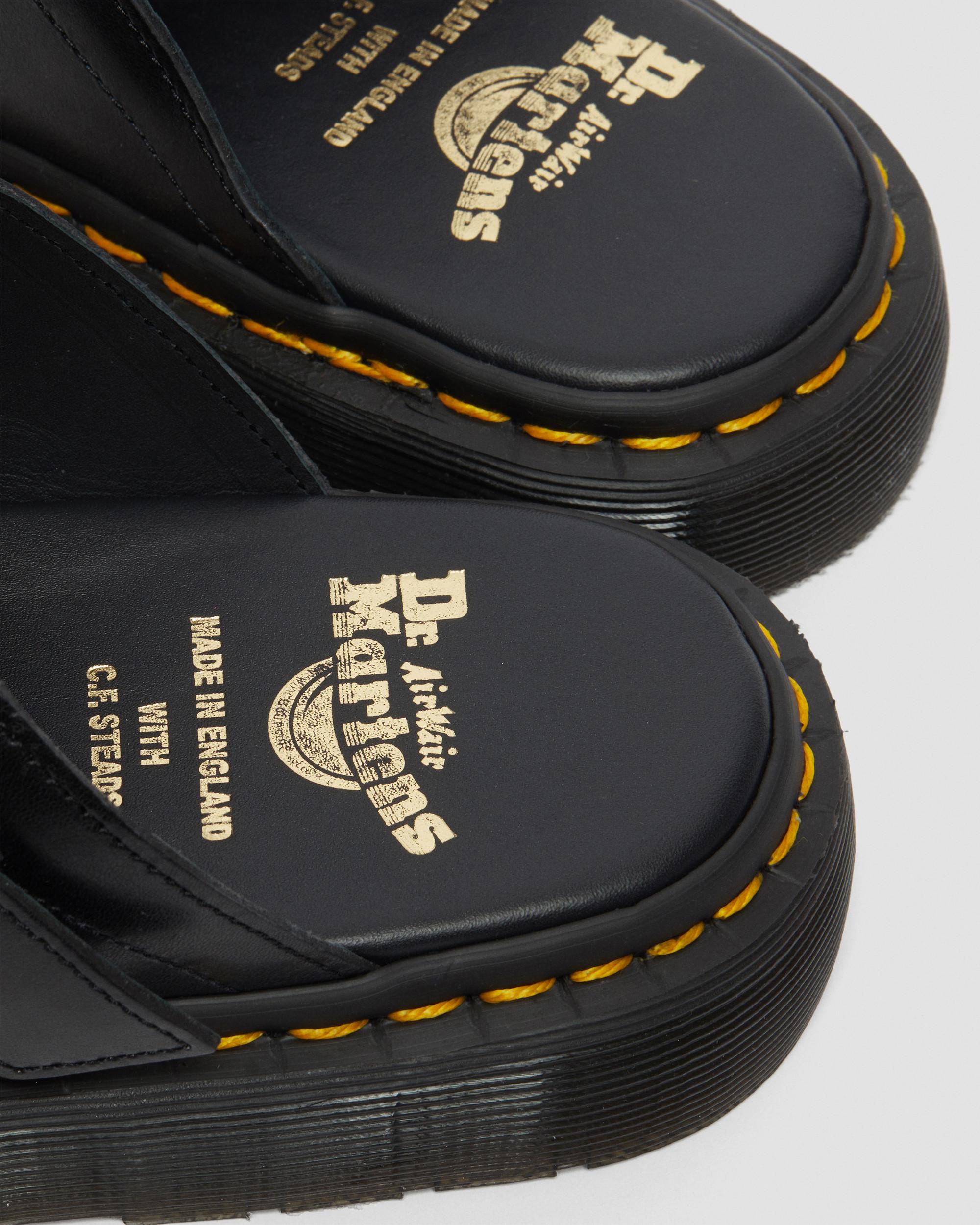 Dayne Made in England Leather Slide Sandals in BLACK | Dr. Martens™