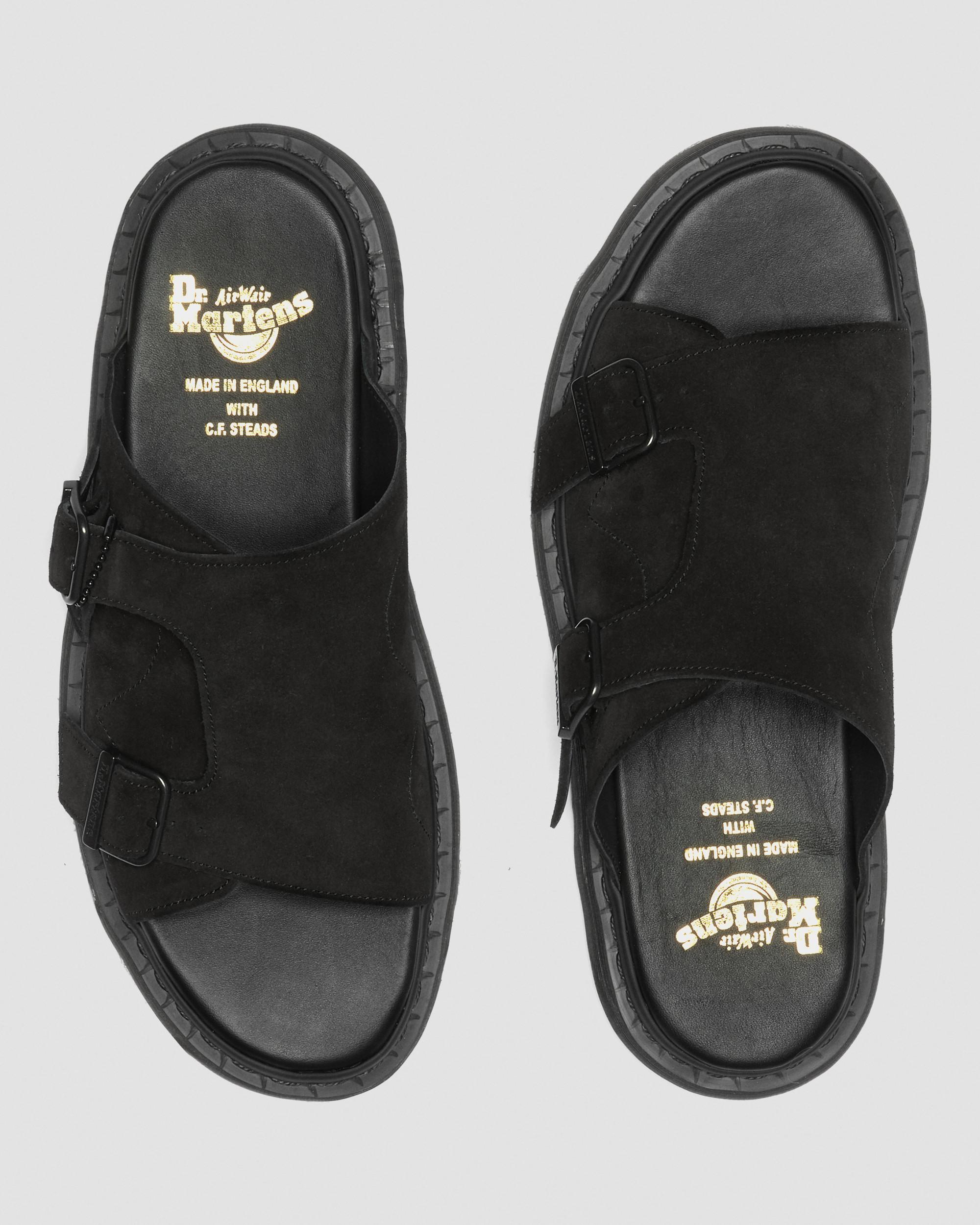 Dayne Made in England Suede Slide Sandals in Black | Dr. Martens
