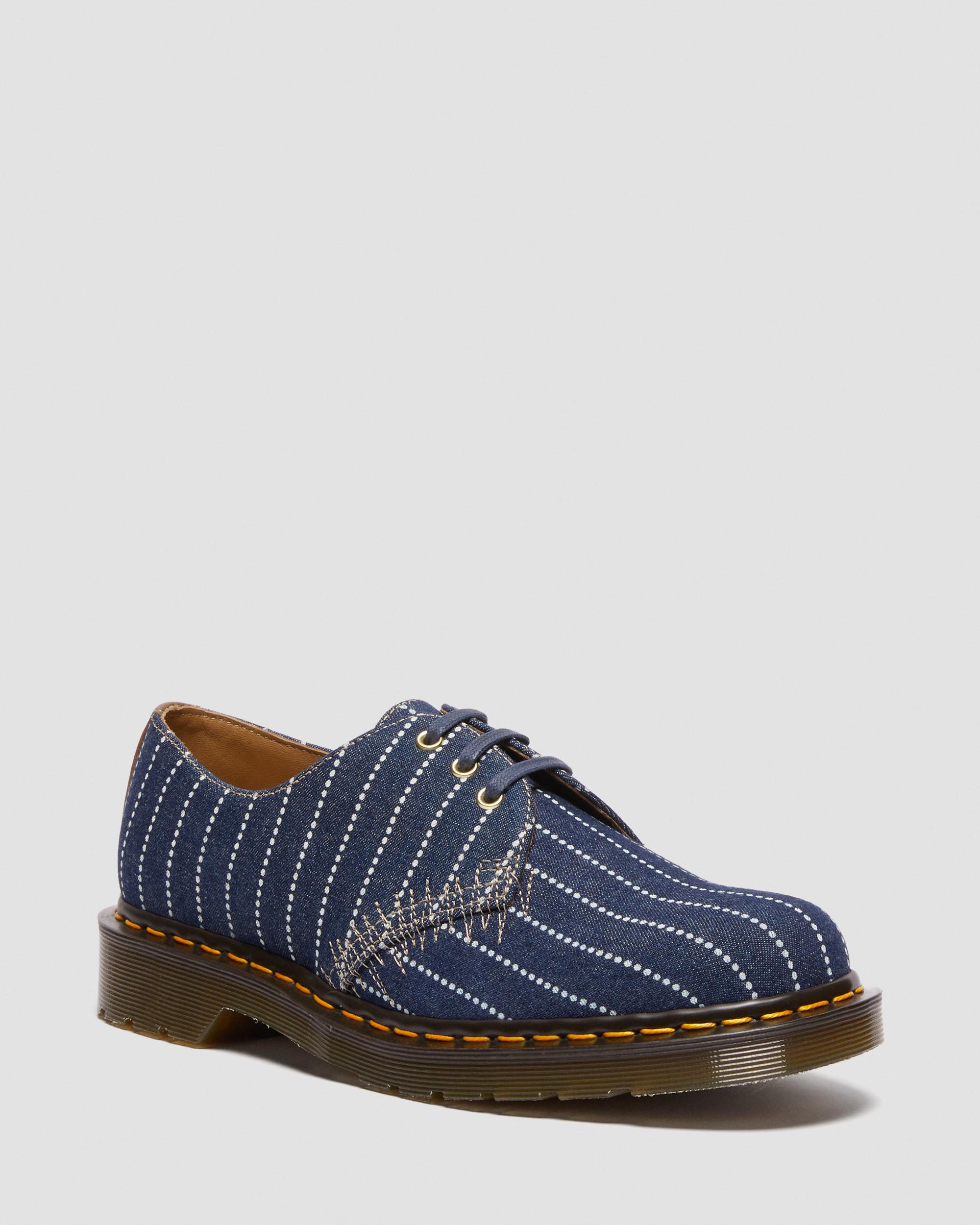 1461 Made in England Pinstripe Oxford Shoes in DARK BLUE/ECRU+