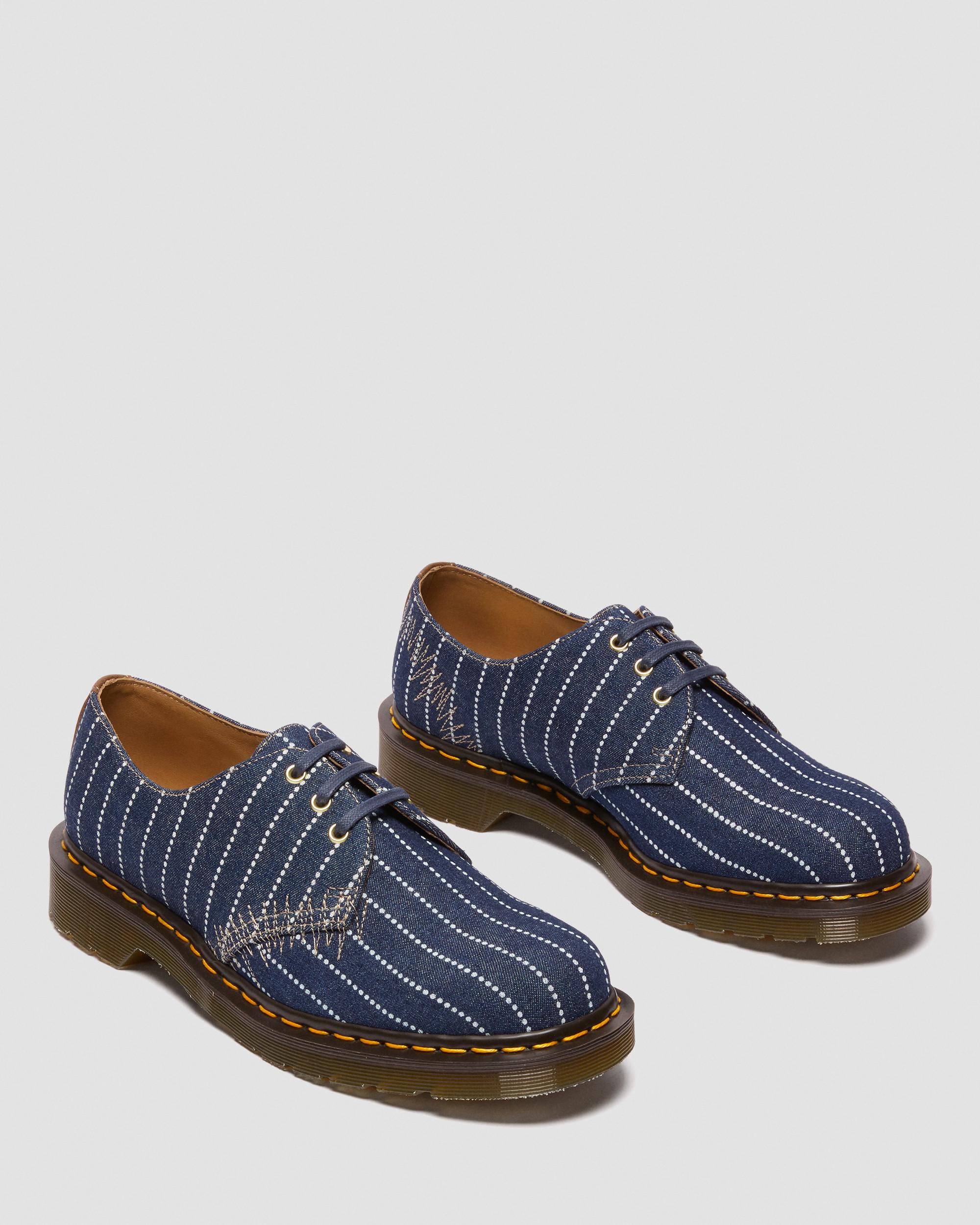 まーちん 1461 Made in England Pinstripe Oxford Shoes in DARK BLUE/ECRU+