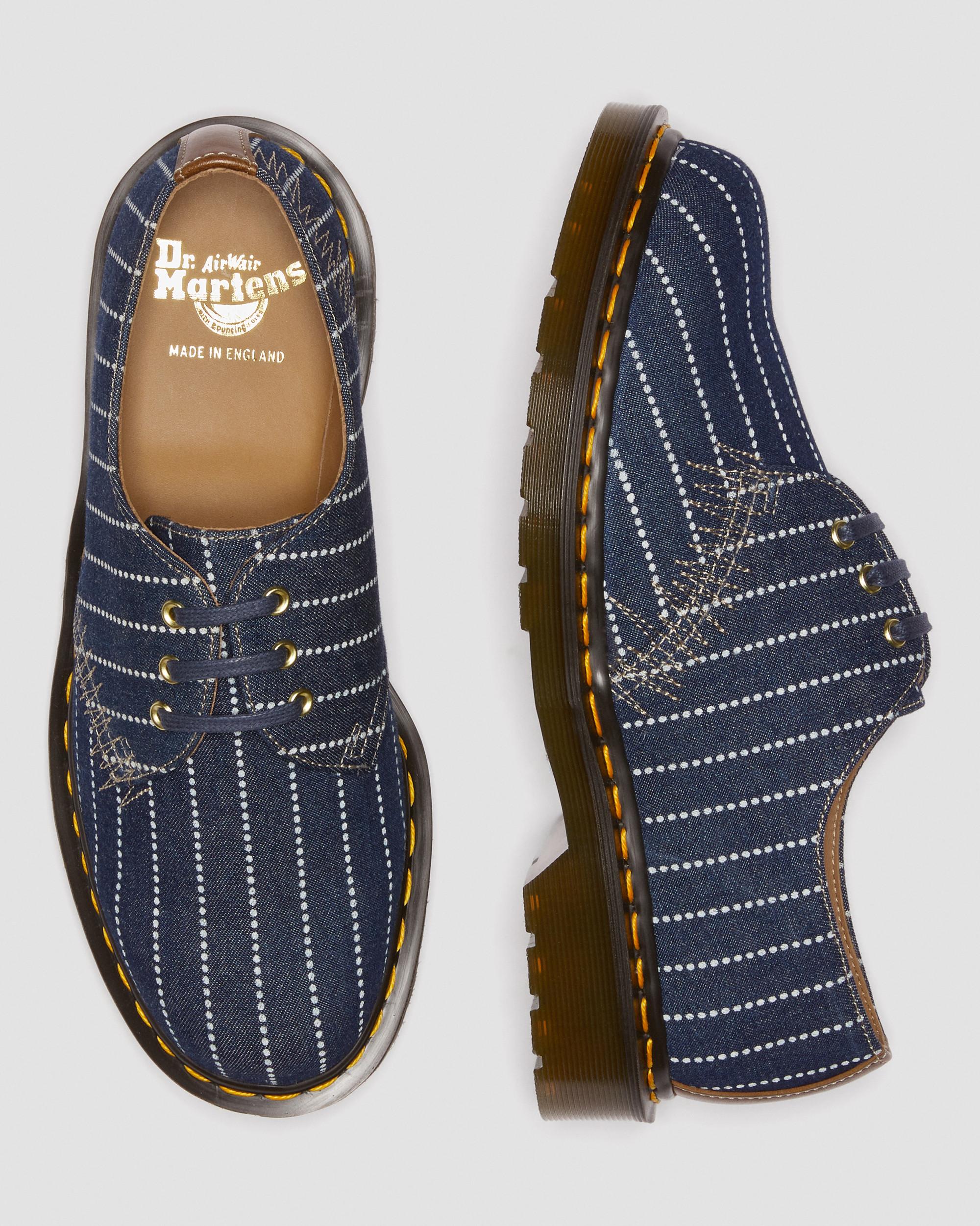 1461 Made in England Pinstripe Oxford Shoes in DARK BLUE/ECRU+