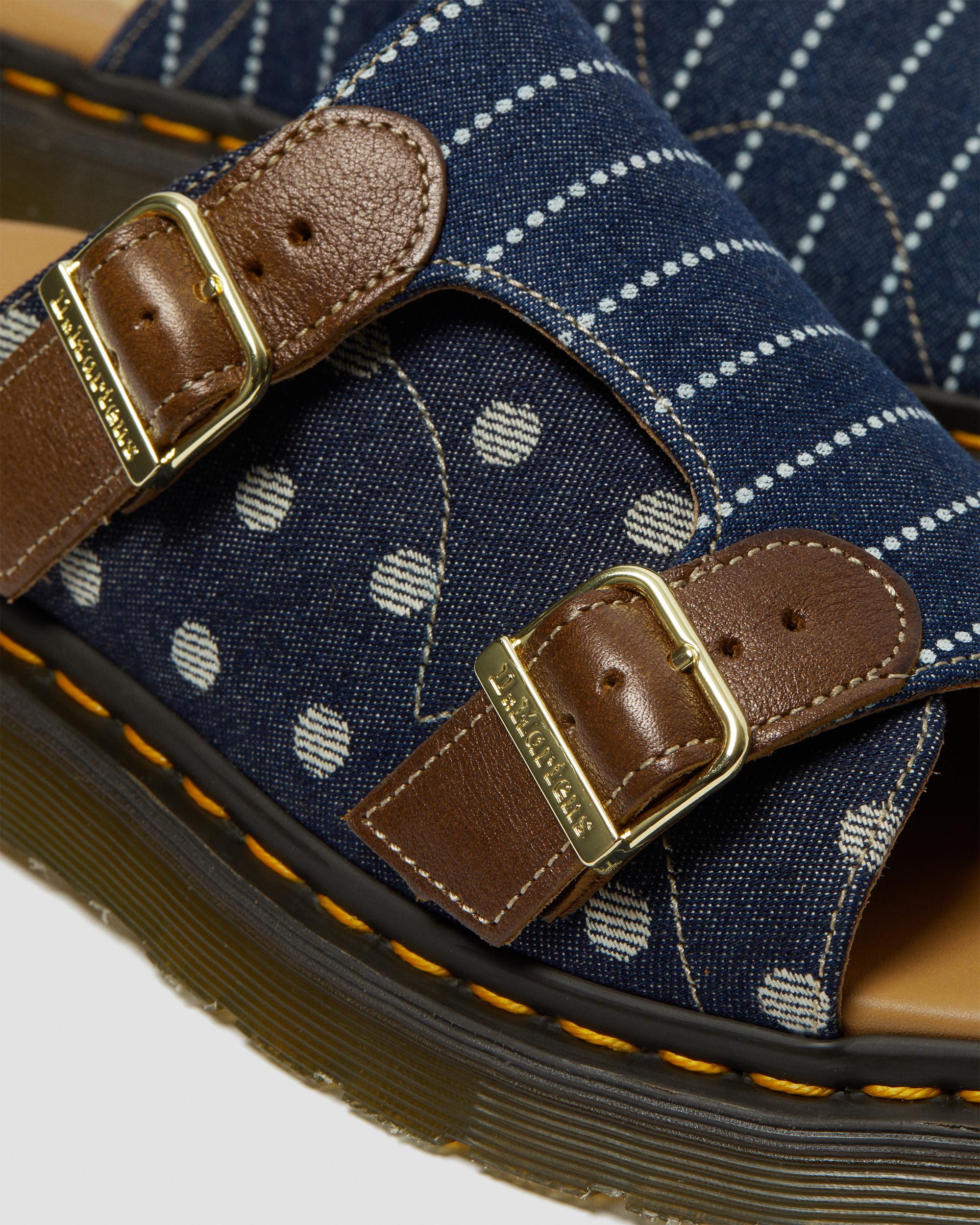 Dayne Made in England Pinstripe Dot Slide Sandals in DARK BLUE