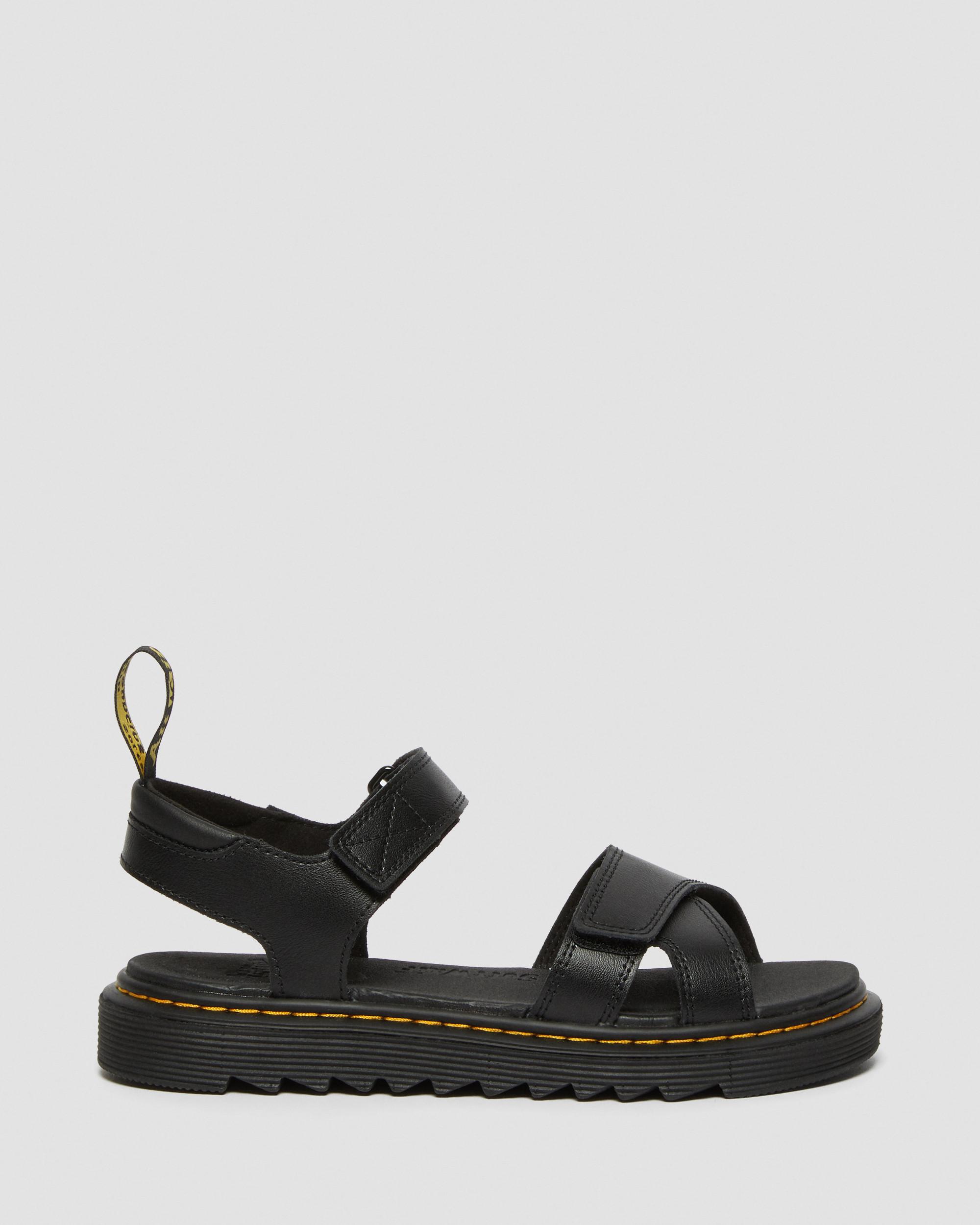Youth Vossie Leather Sandals, Black | Dr. Martens