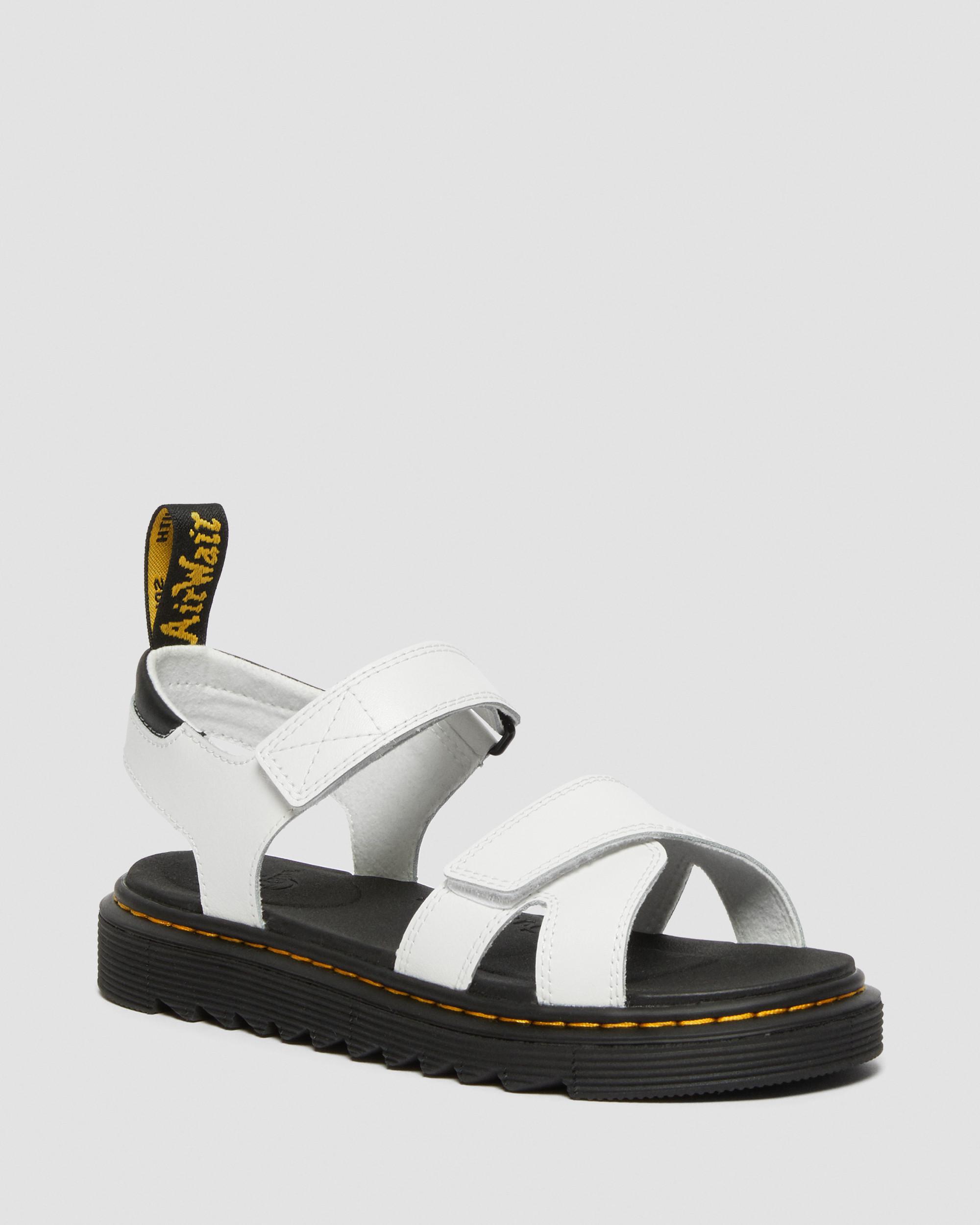 Youth Vossie Leather Sandals, White | Dr. Martens