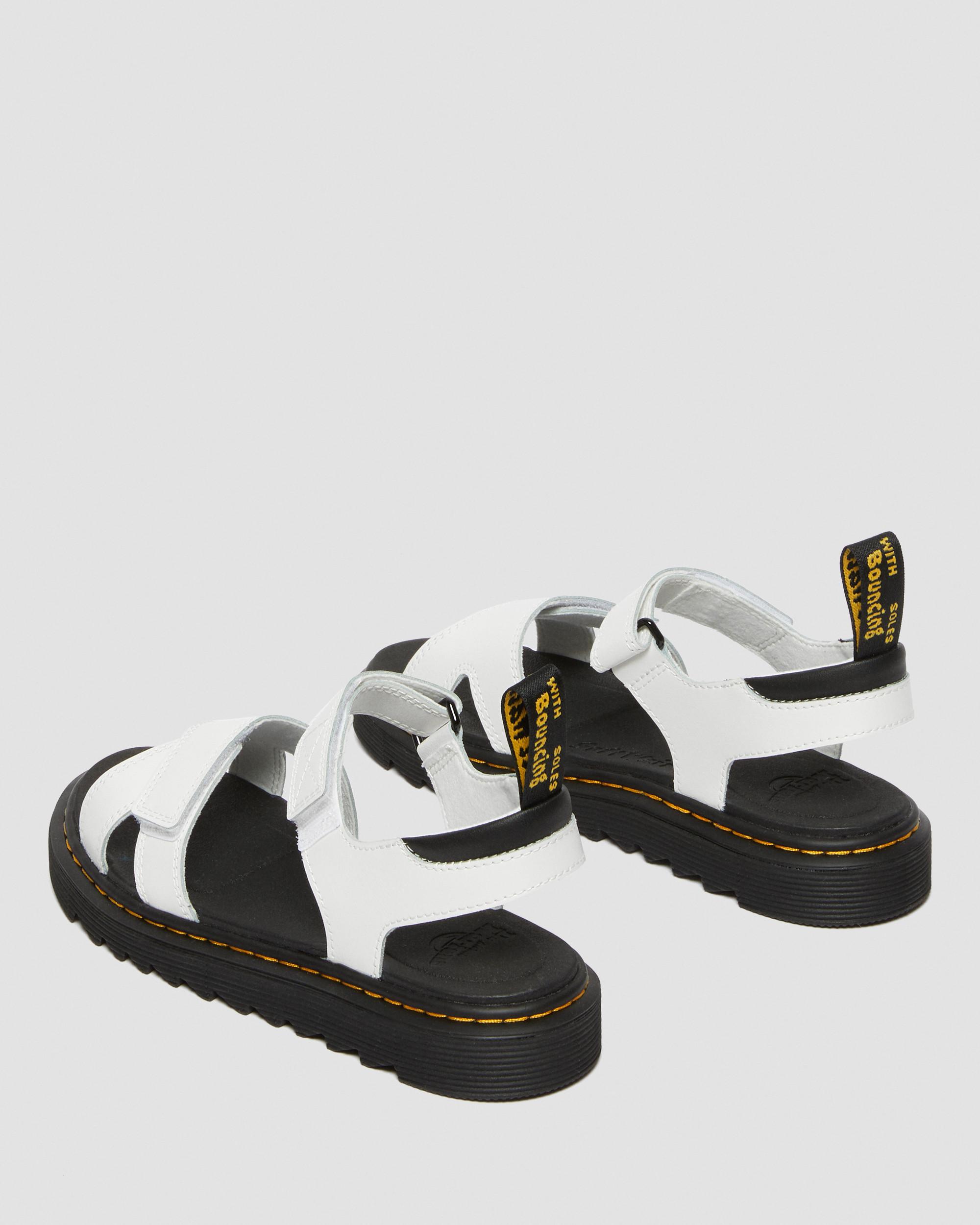 Youth Vossie Leather Sandals in White | Dr. Martens