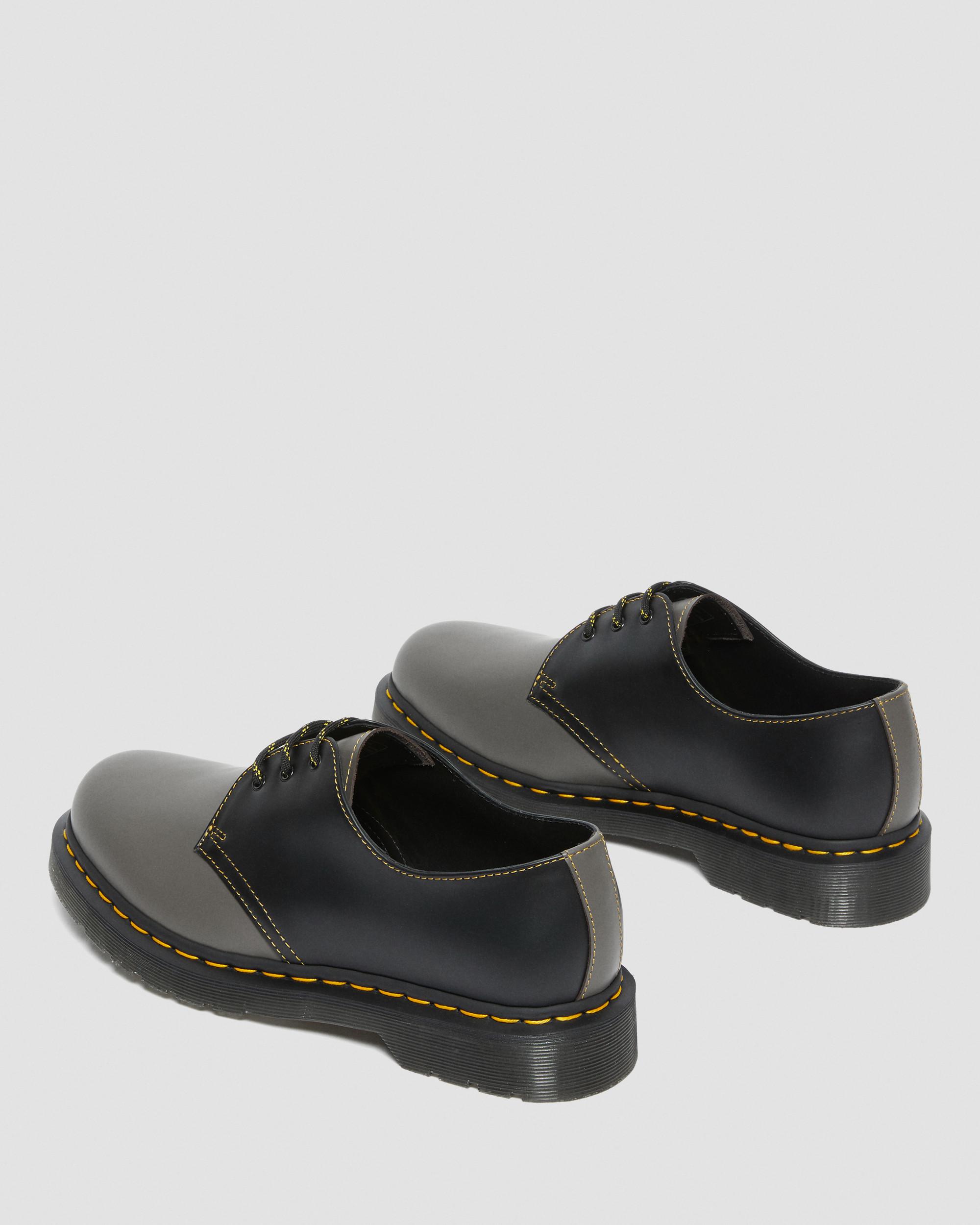 1461 Contrast Stitch Smooth Leather Oxford Shoes in Charcoal | Dr
