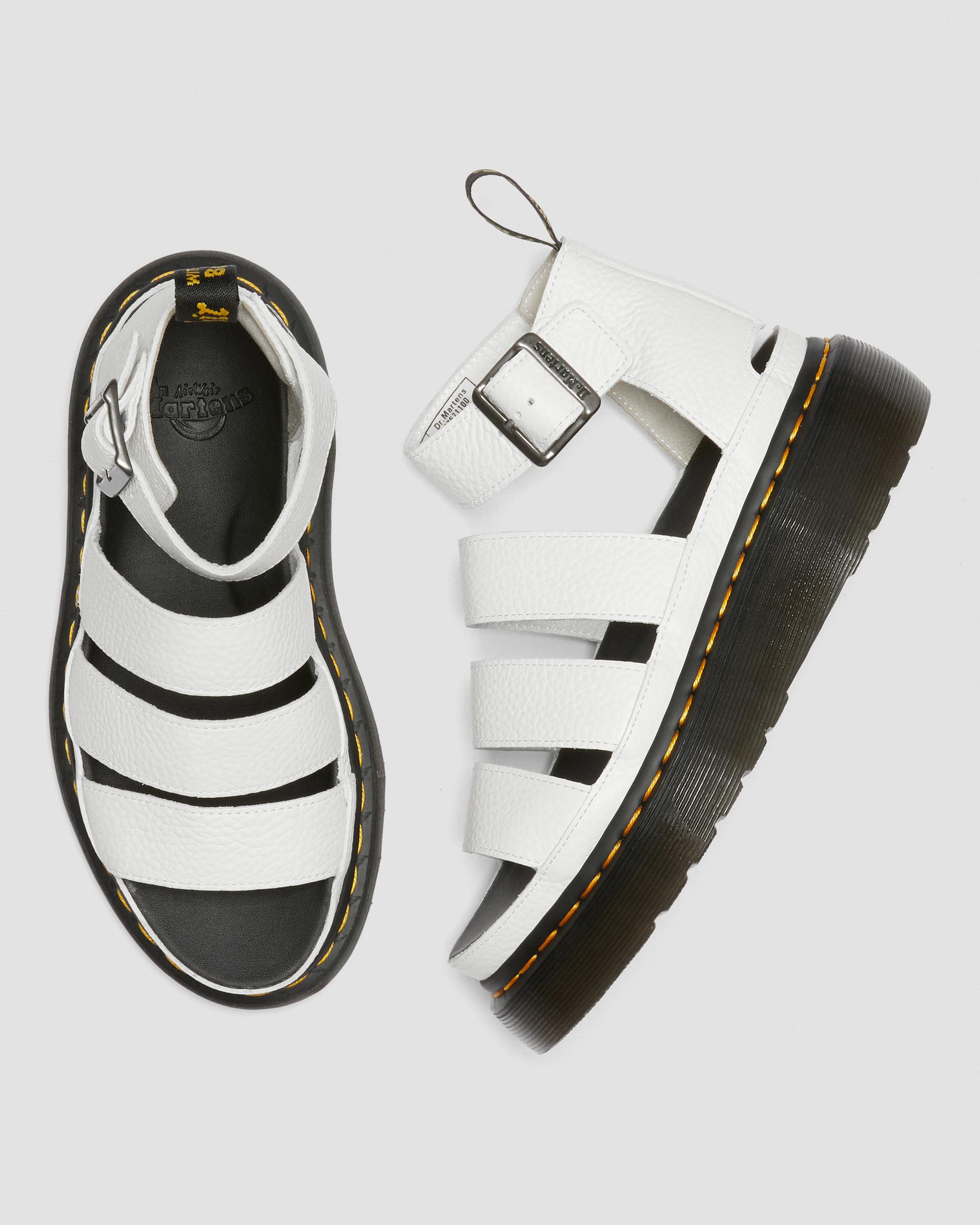 Clarissa II Quad Milled Nappa Leather Platform Sandals in White | Dr ...