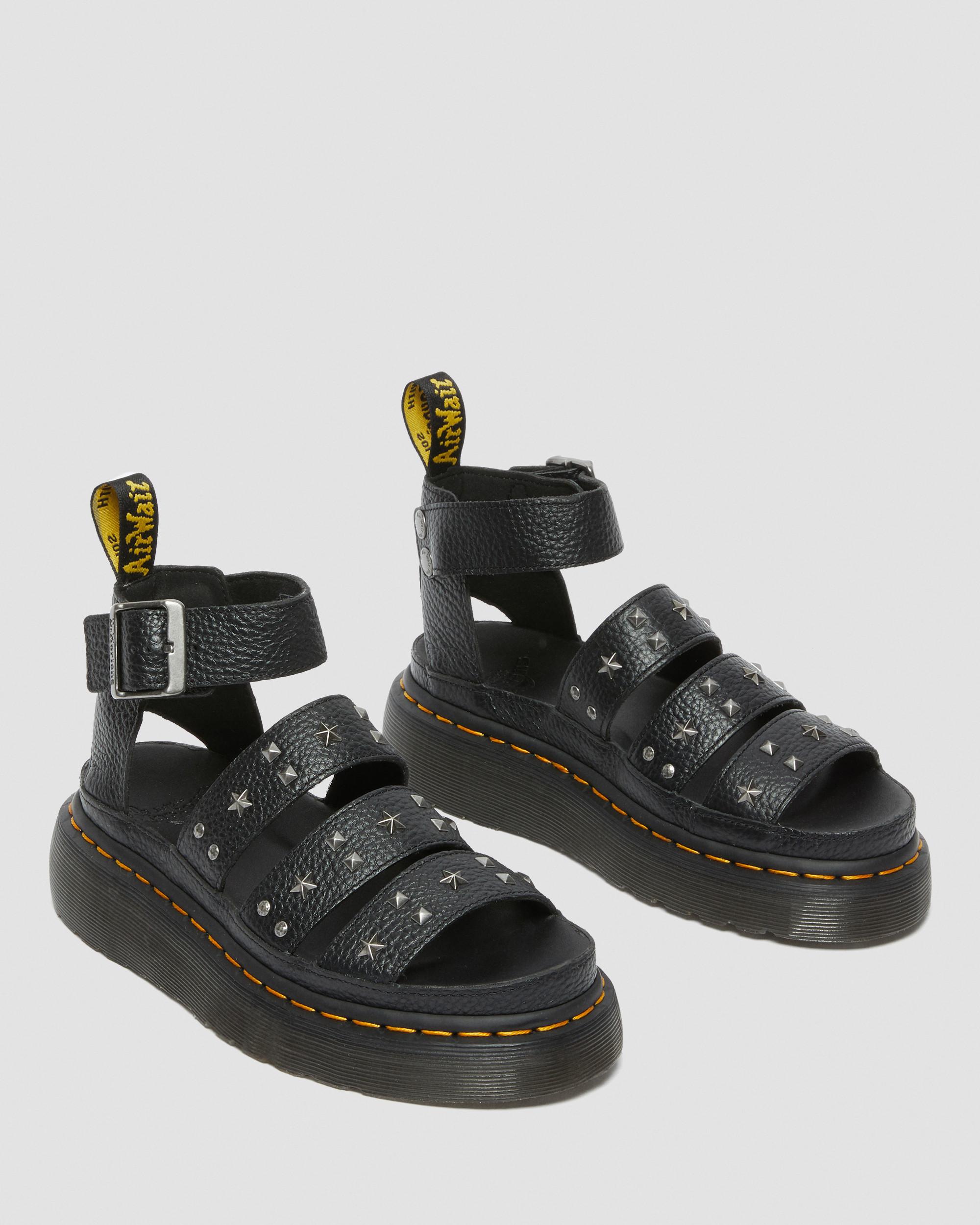 Clarissa Milled Nappa Platform Strap Sandals in BLACK | Dr. Martens™