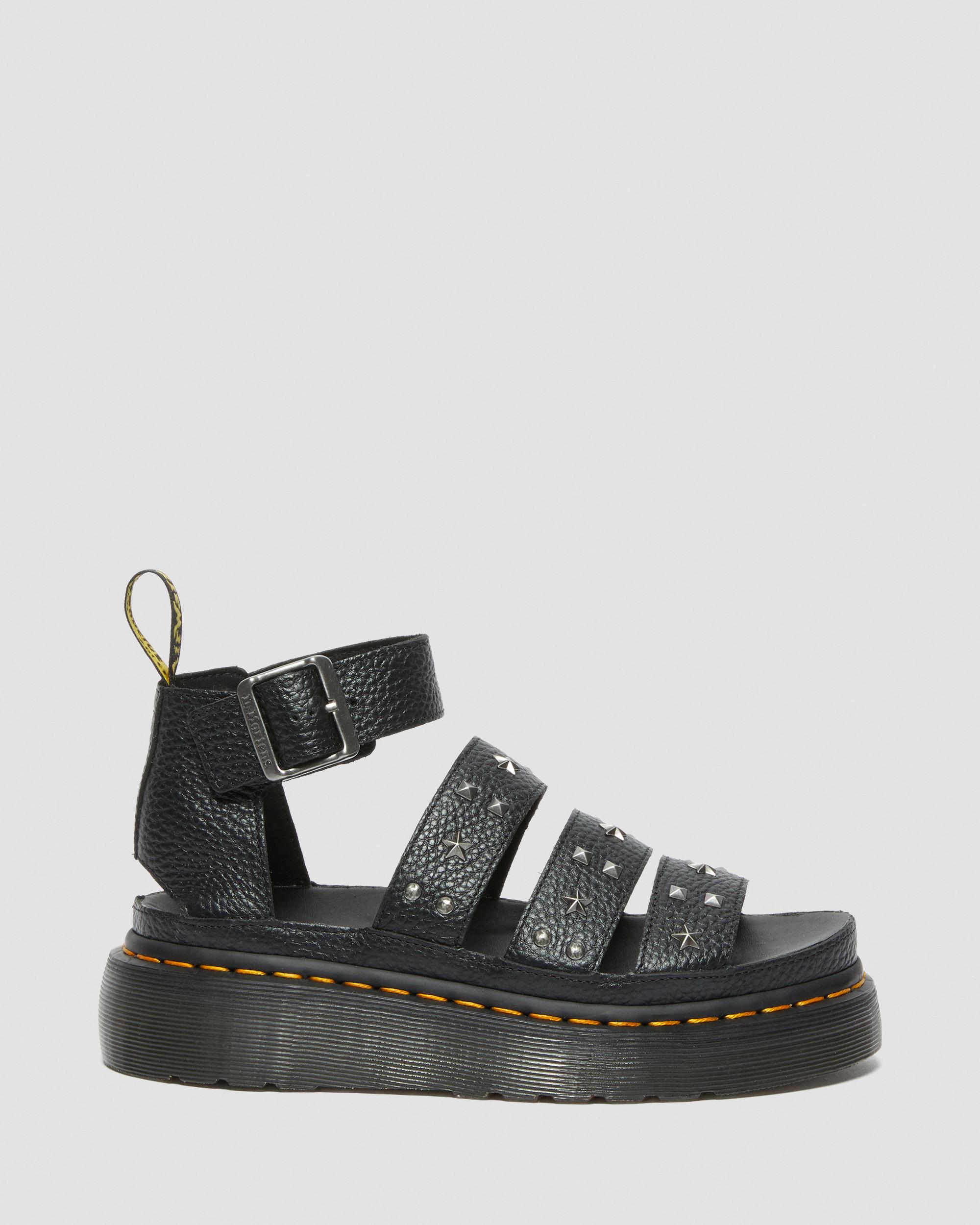 Clarissa II Quad Hardware Milled Nappa Leather Platform Sandals in