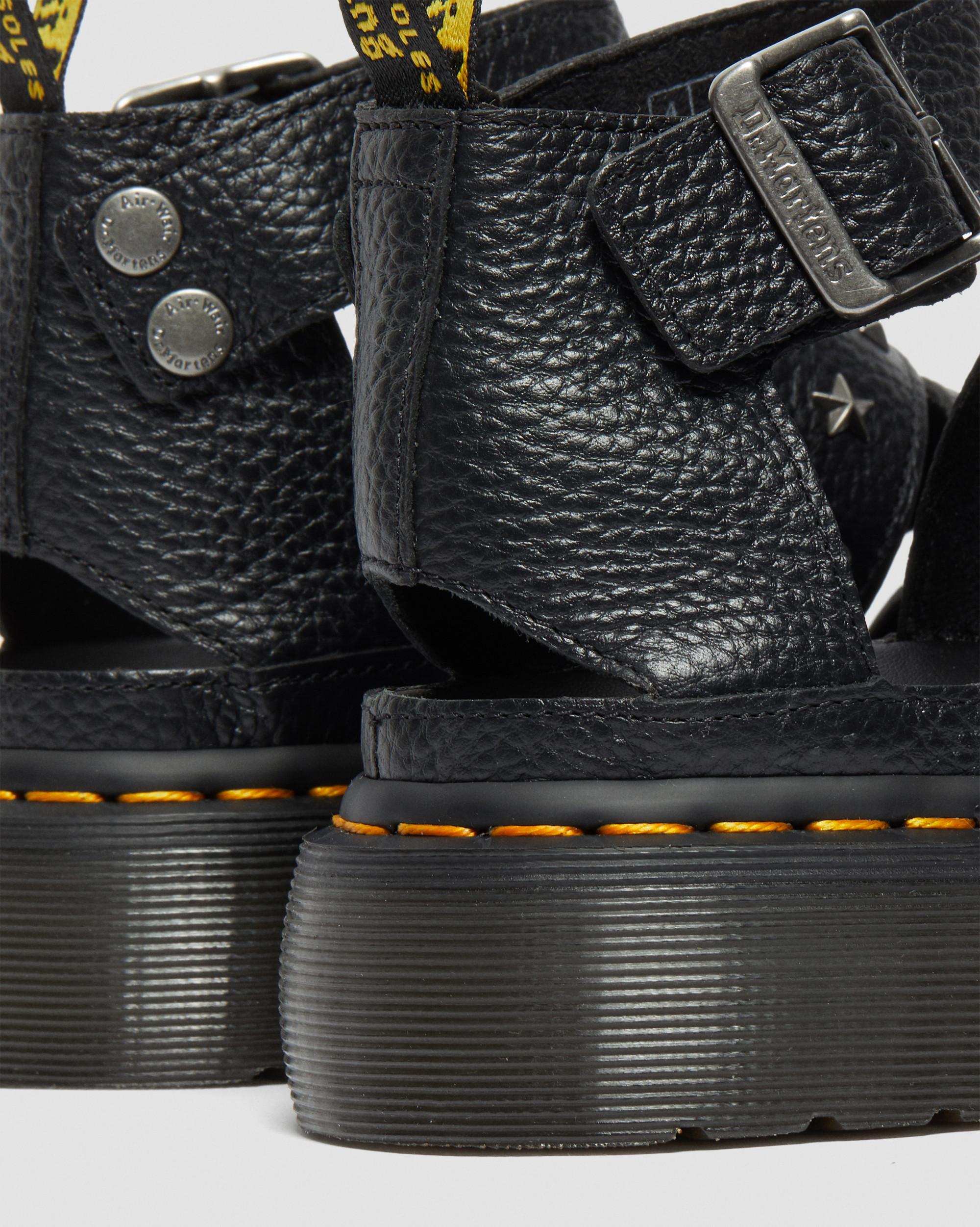 Clarissa Milled Nappa Platform Strap Sandals in BLACK | Dr. Martens™