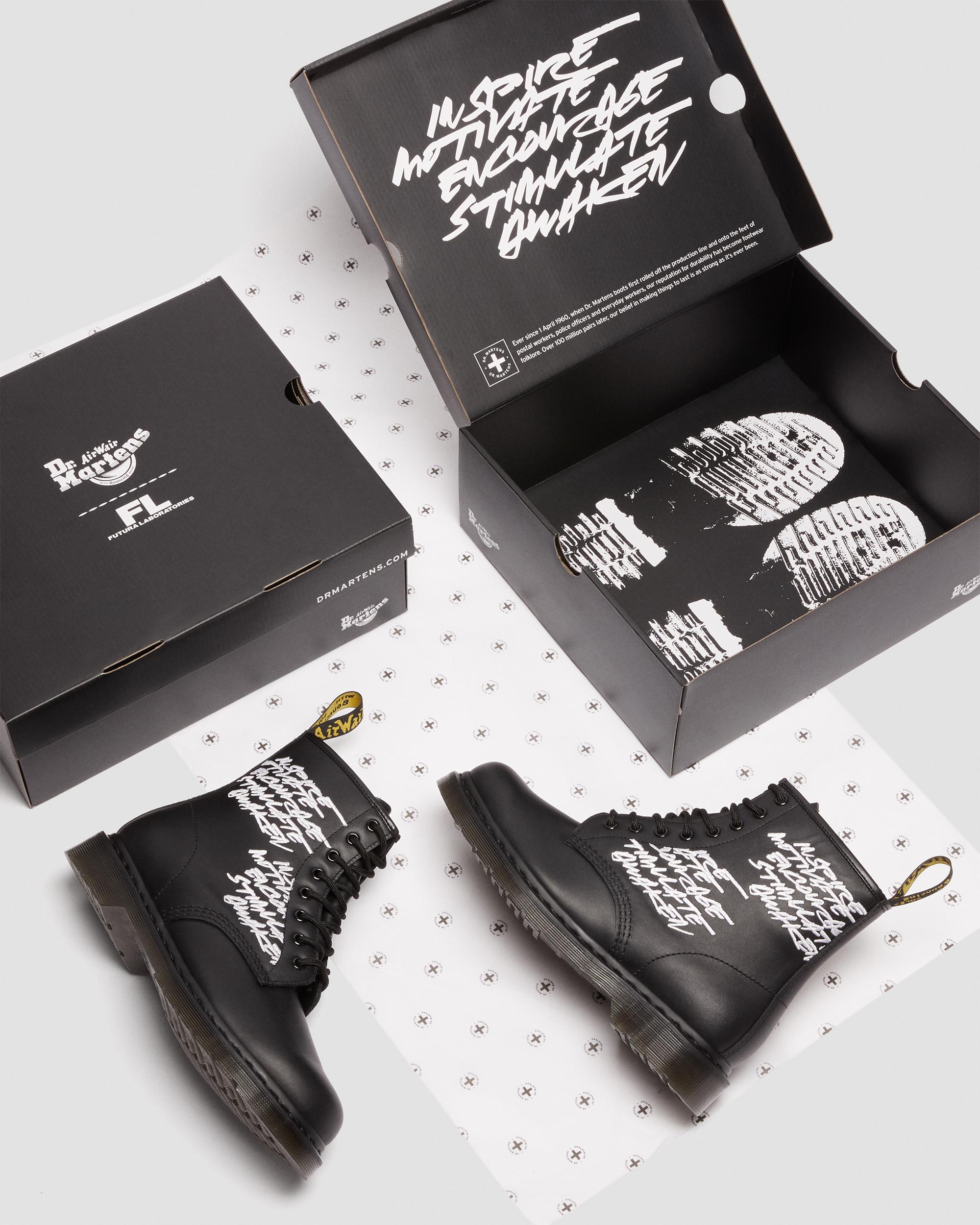 1460 Embroidered Futura Leather Boots in Black | Dr. Martens