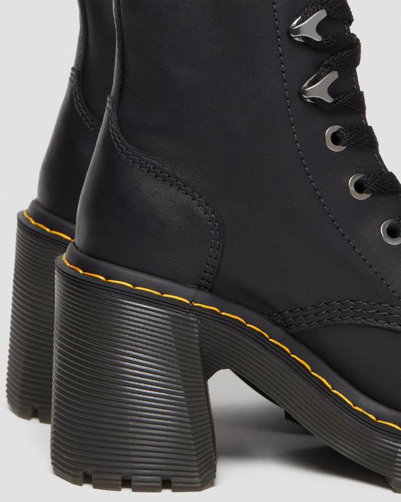 Jesy Sendal Leather Lace Up Flared Heel Boots in Black | Dr Jesy Sendal Leather Lace Up Flared Heel Boots in Black | Dr