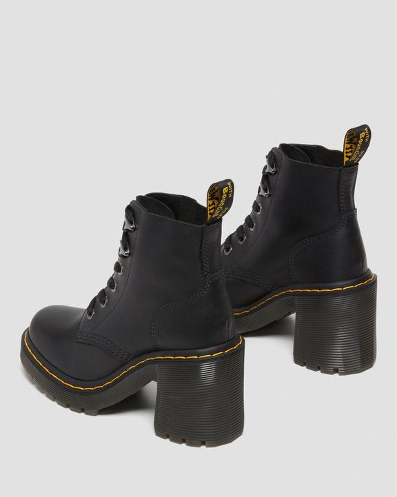 Jesy Sendal Leather Lace Up Flared Heel Boots in Black | Dr Jesy Sendal Leather Lace Up Flared Heel Boots in Black | Dr