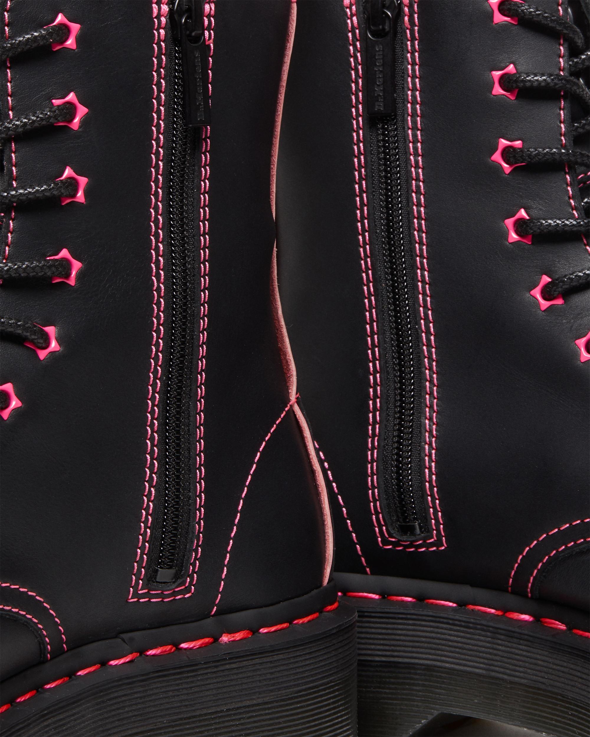 Jadon II Boot Neon Star Leather Platforms in Black+Pink