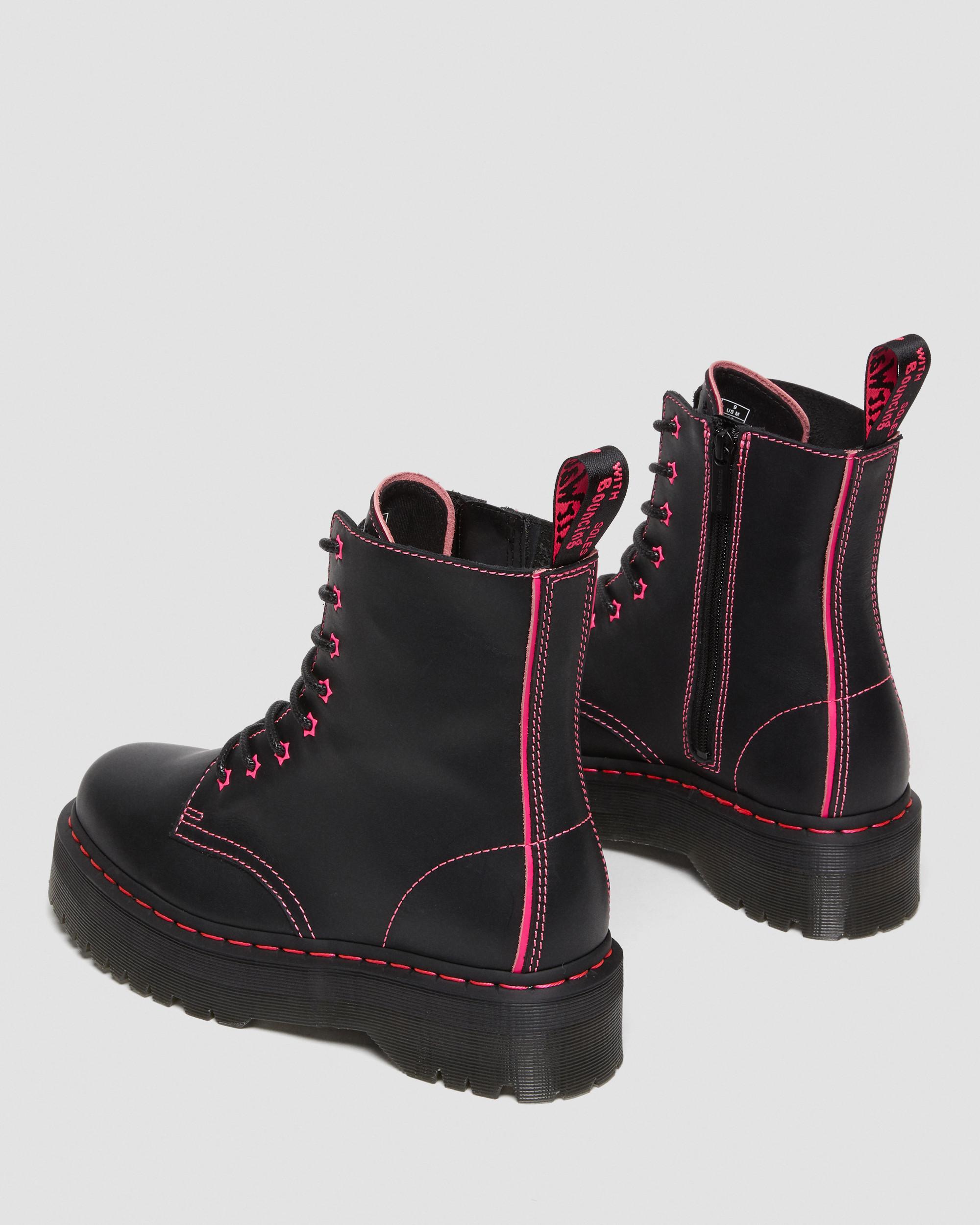 Jadon II Boot Neon Star Leather Platforms in Black+Pink