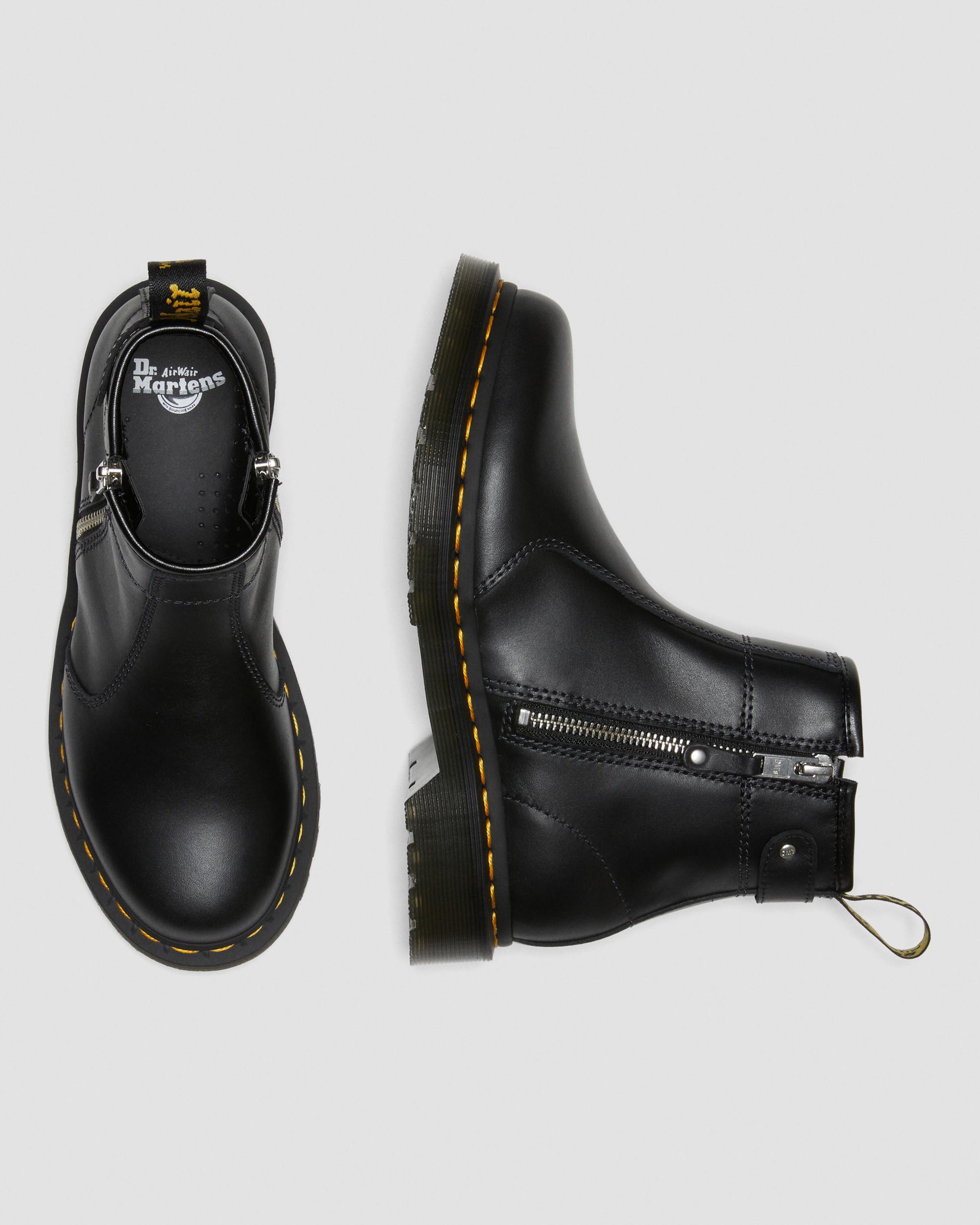 2976 Women's Double Zip Leather Chelsea Boots, Black | Dr. Martens