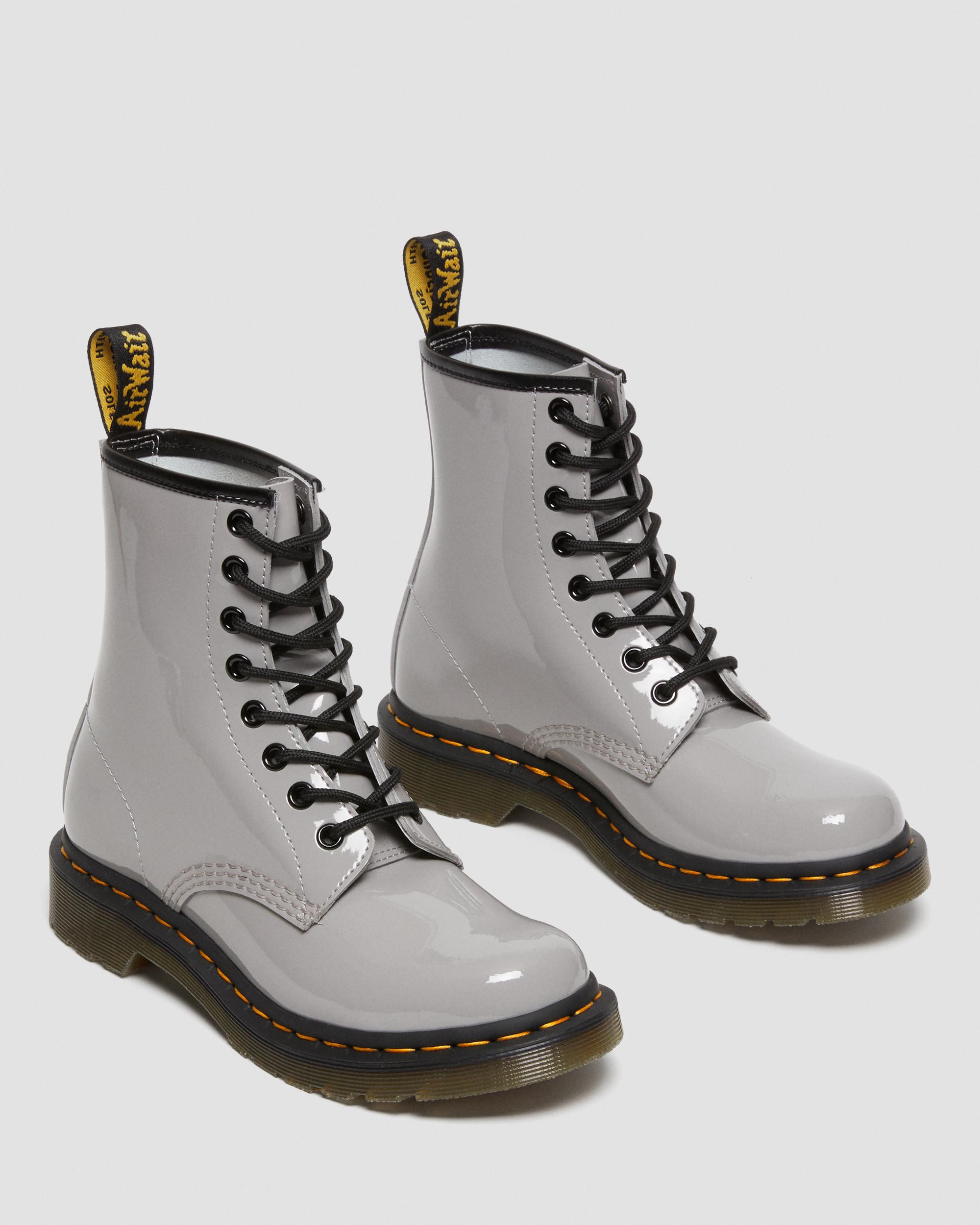 Overdreven myndighed opføre sig 1460 Women's Patent Leather Lace Up Boots in Grey | Dr. Martens