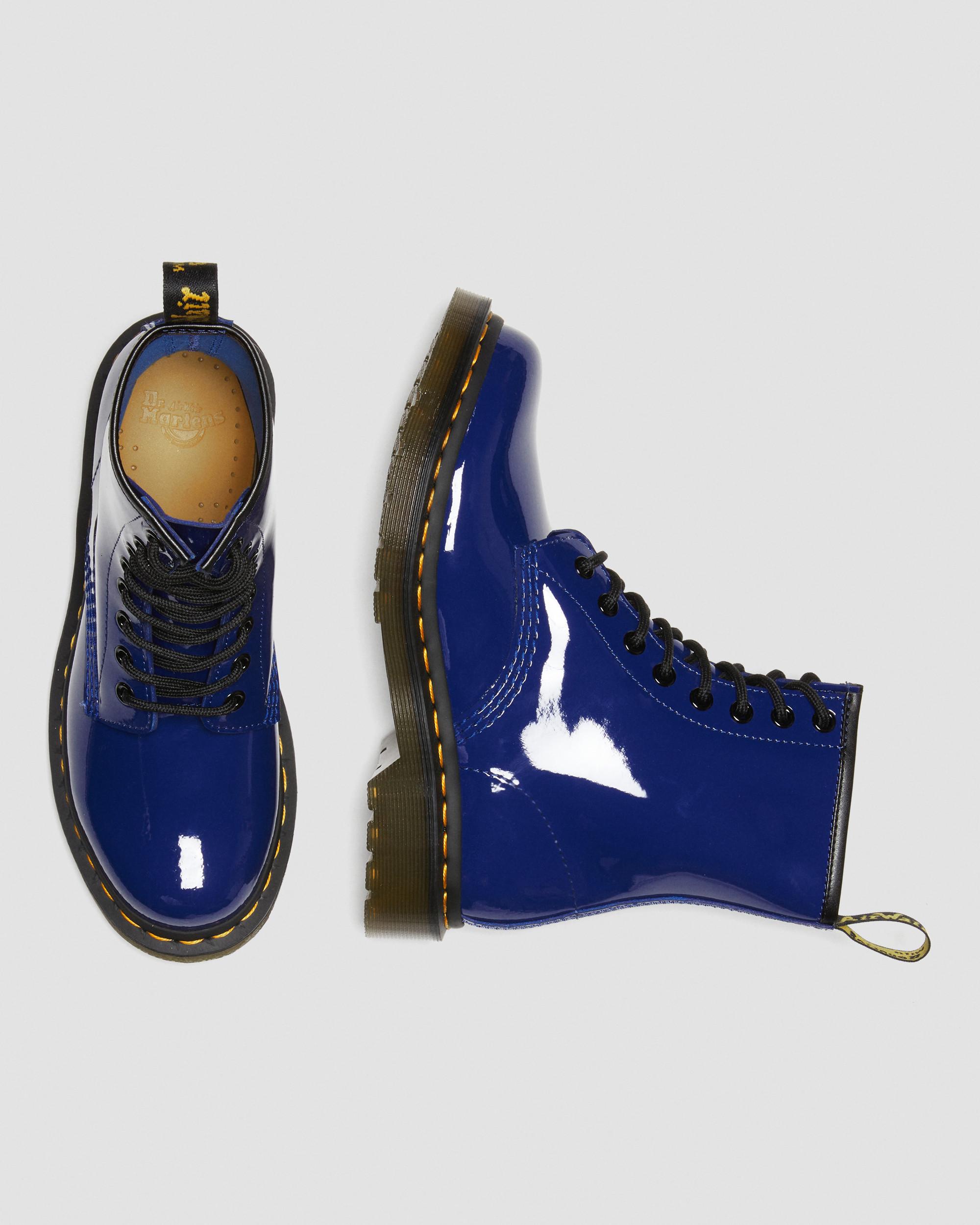 1460 Women's Patent Leather Lace Up Boots in BLUE | Dr. Martens™