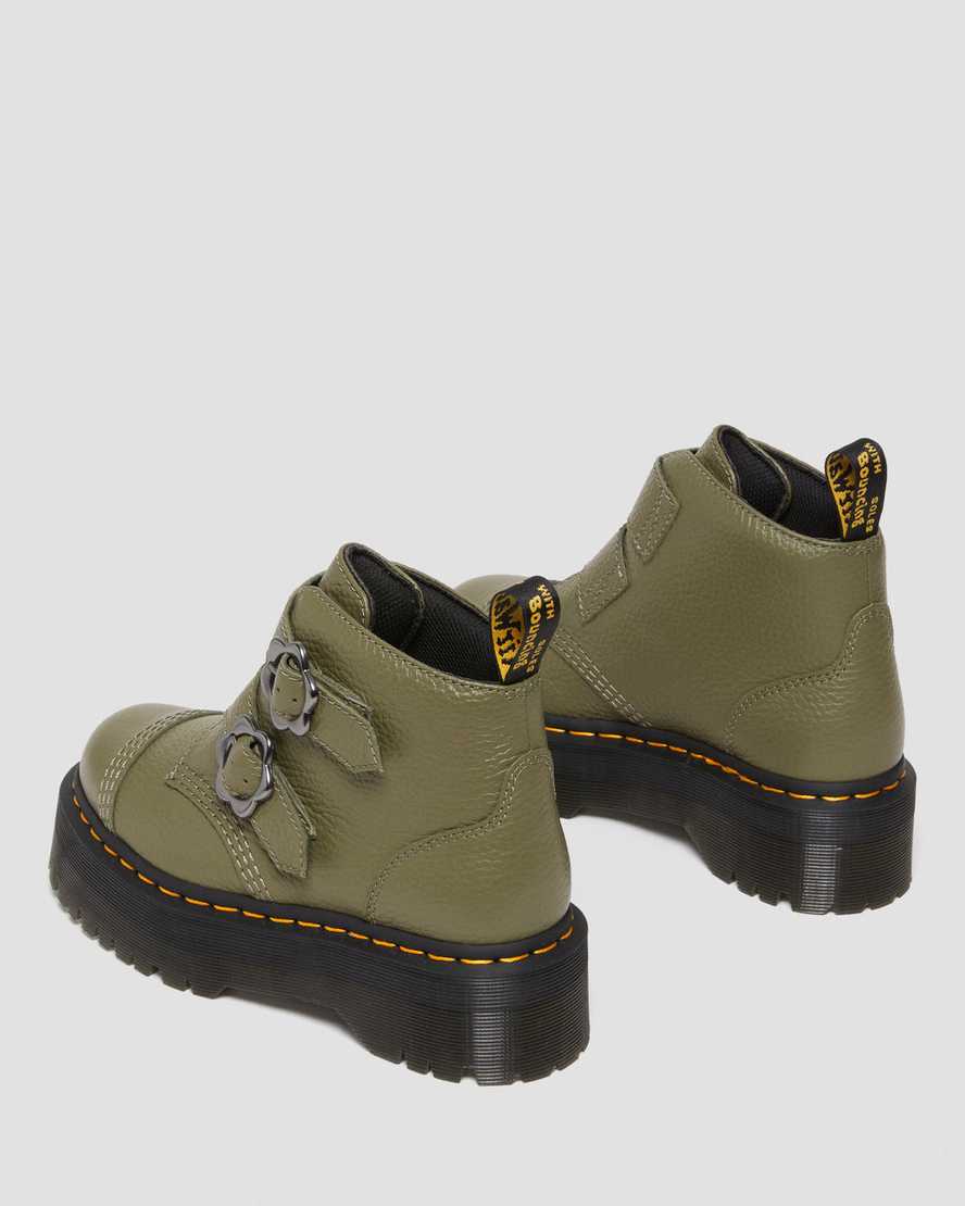 Devon Flower Buckle Leather Platform Boots Devon Flower Buckle Leather Platform Boots Dr. Martens