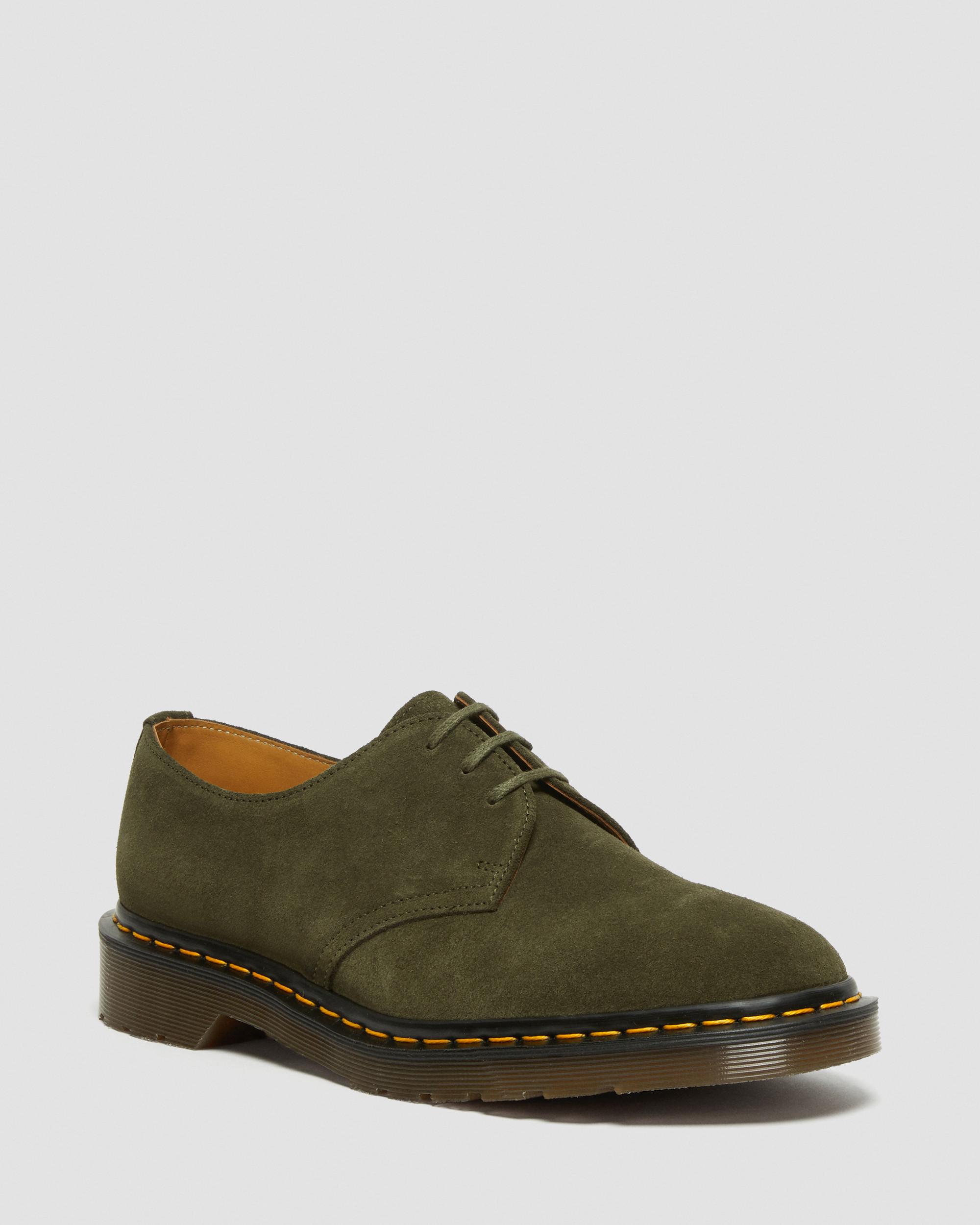 1461 Made in England Buck Suede Oxford Shoes in GREEN | Dr. Martens™