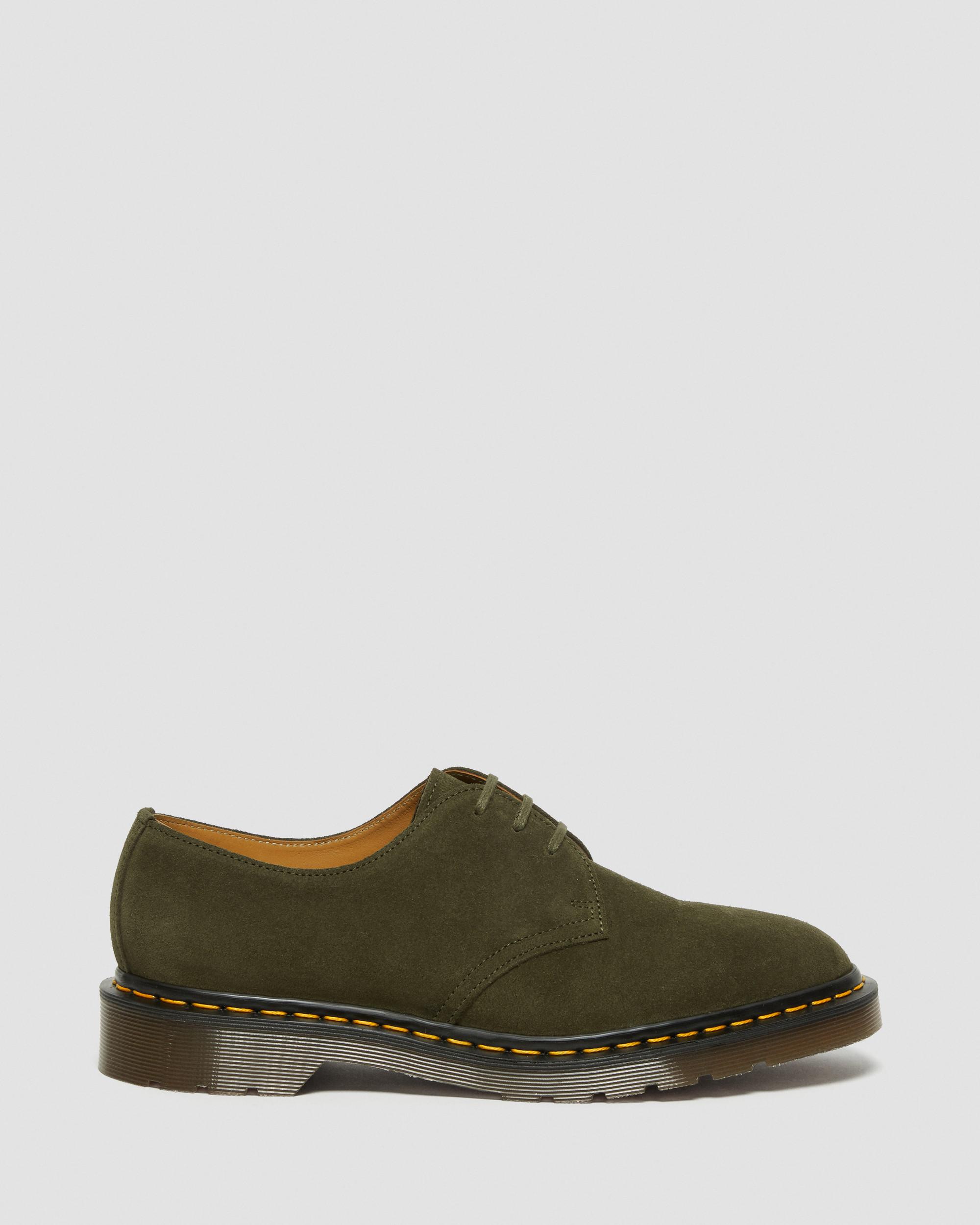 1461 Made in England Buck Suede Oxford Shoes in GREEN | Dr. Martens™