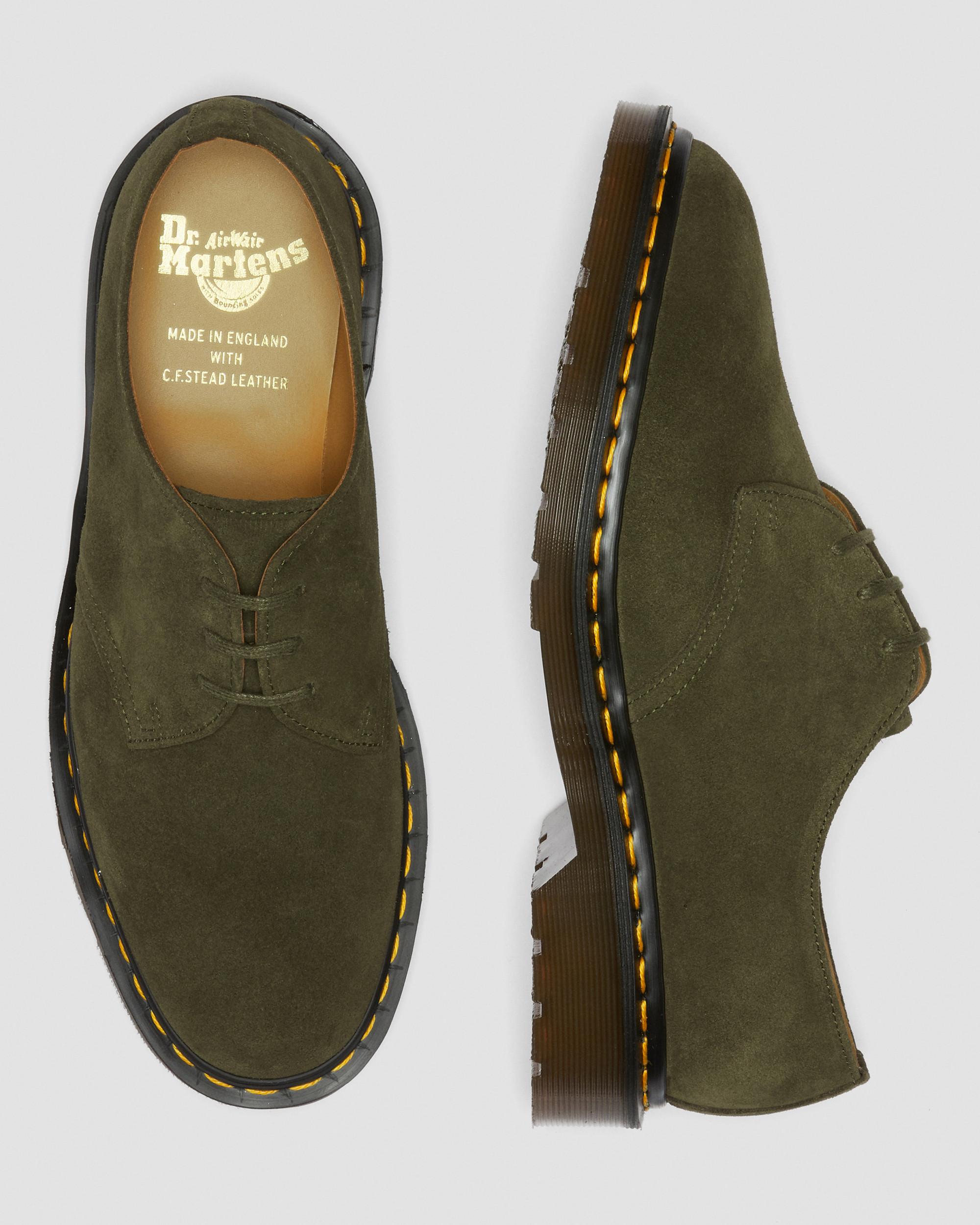 1461 Made in England Buck Suede Oxford Shoes in GREEN | Dr. Martens™