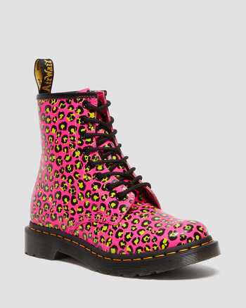 1460 Leopard Smooth Leather Lace Up Boots