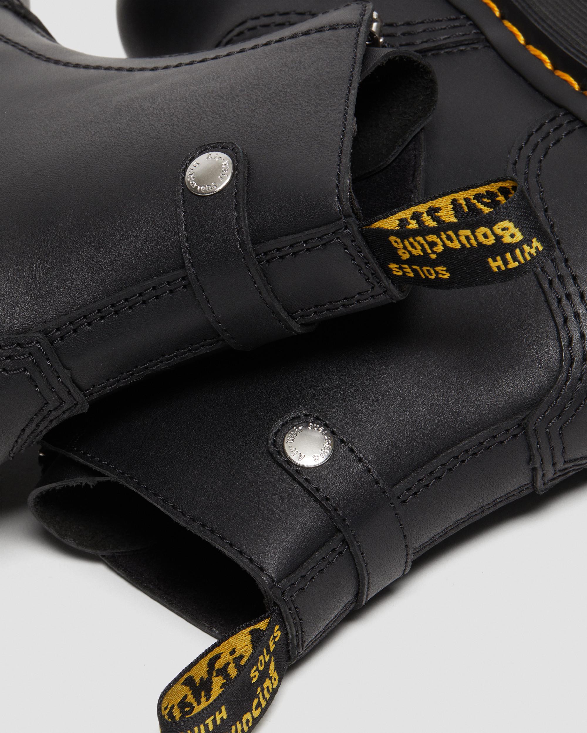 Jetta Zipped Sendal Leather Platform Boots in Black | Dr. Martens