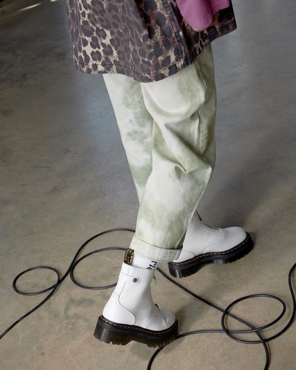 Jetta Zipped Sendal Leather Platform Boots in White | Dr Jetta Zipped Sendal Leather Platform Boots in White | Dr