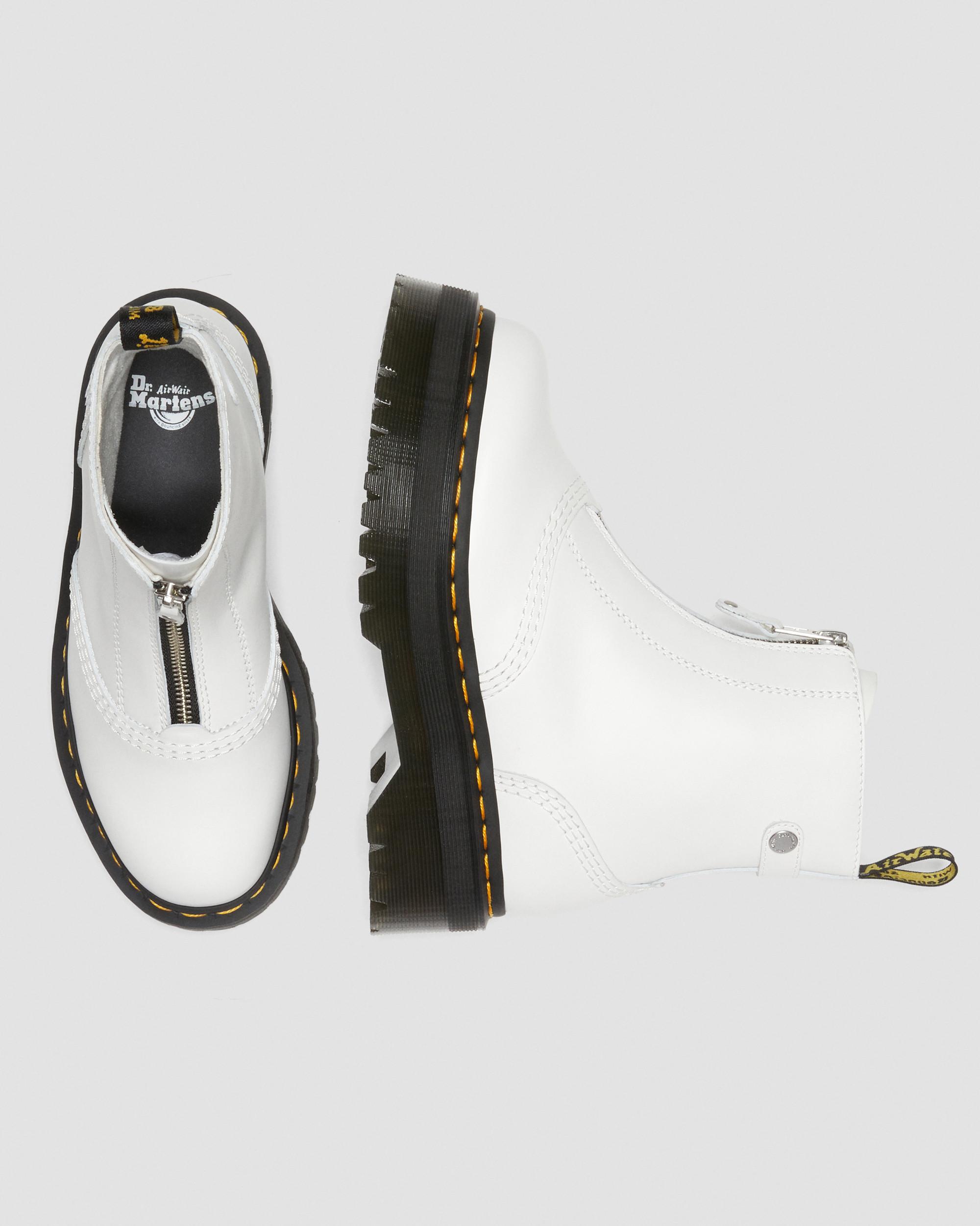 Jetta Zipped Sendal Leather Platform Boots, White