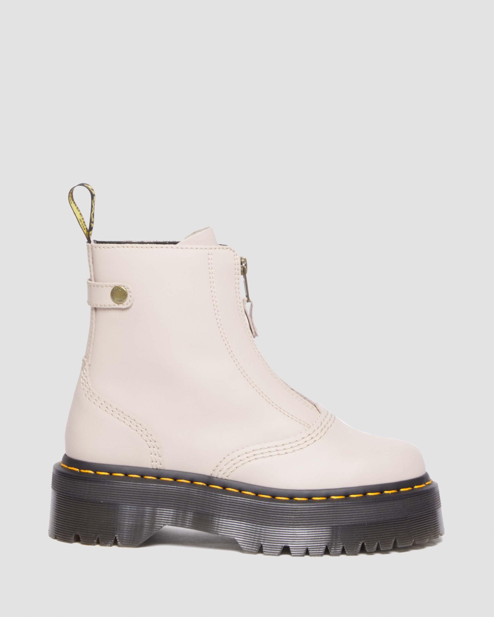 Jetta Zipped Sendal Leather Platform Boots in VINTAGE TAUPE | Dr